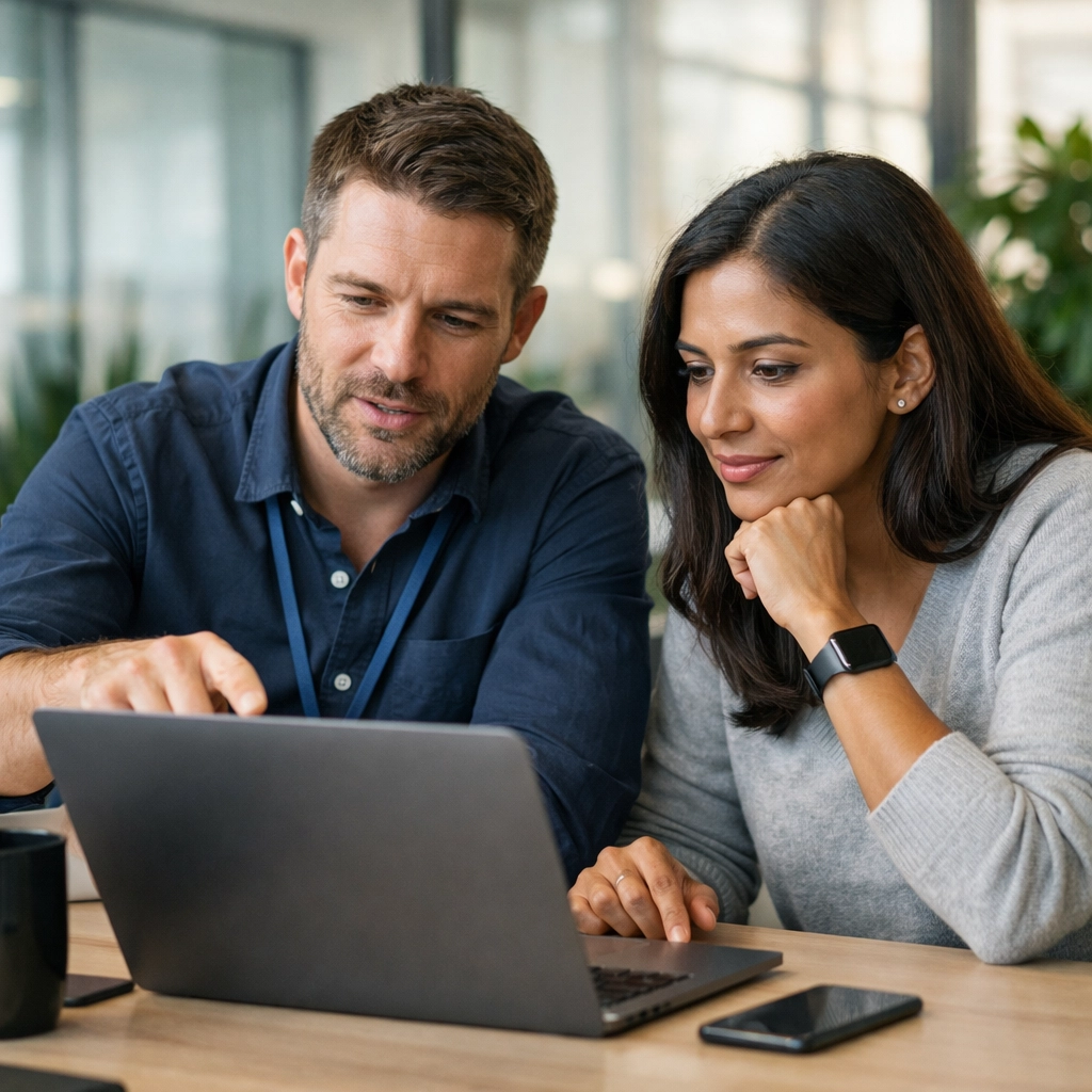 Expert ServiceNow implementation partner consultants collaborating on an ITAM strategy in a modern office.