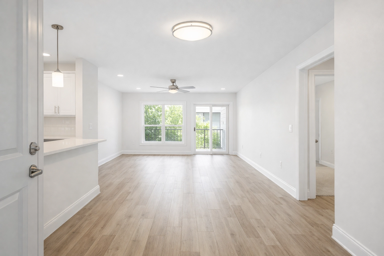Empty apartment with standardized finishes ready for make-ready turnover process