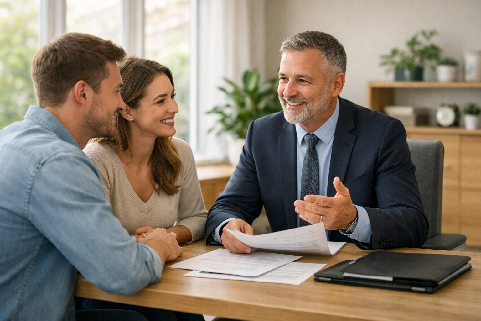 Professional will writer consulting with couple about estate planning services