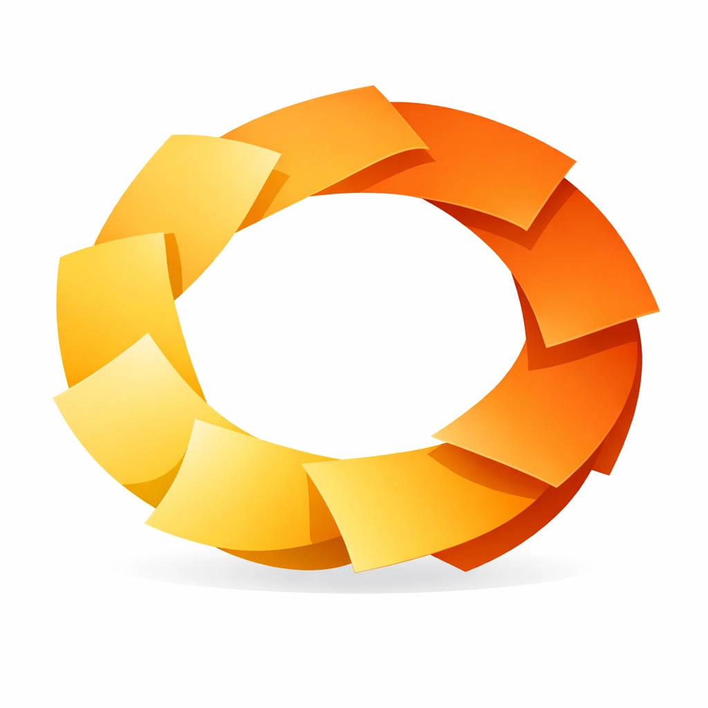 Minimalist illustration of a circular loop showing a sustainable print material life cycle.