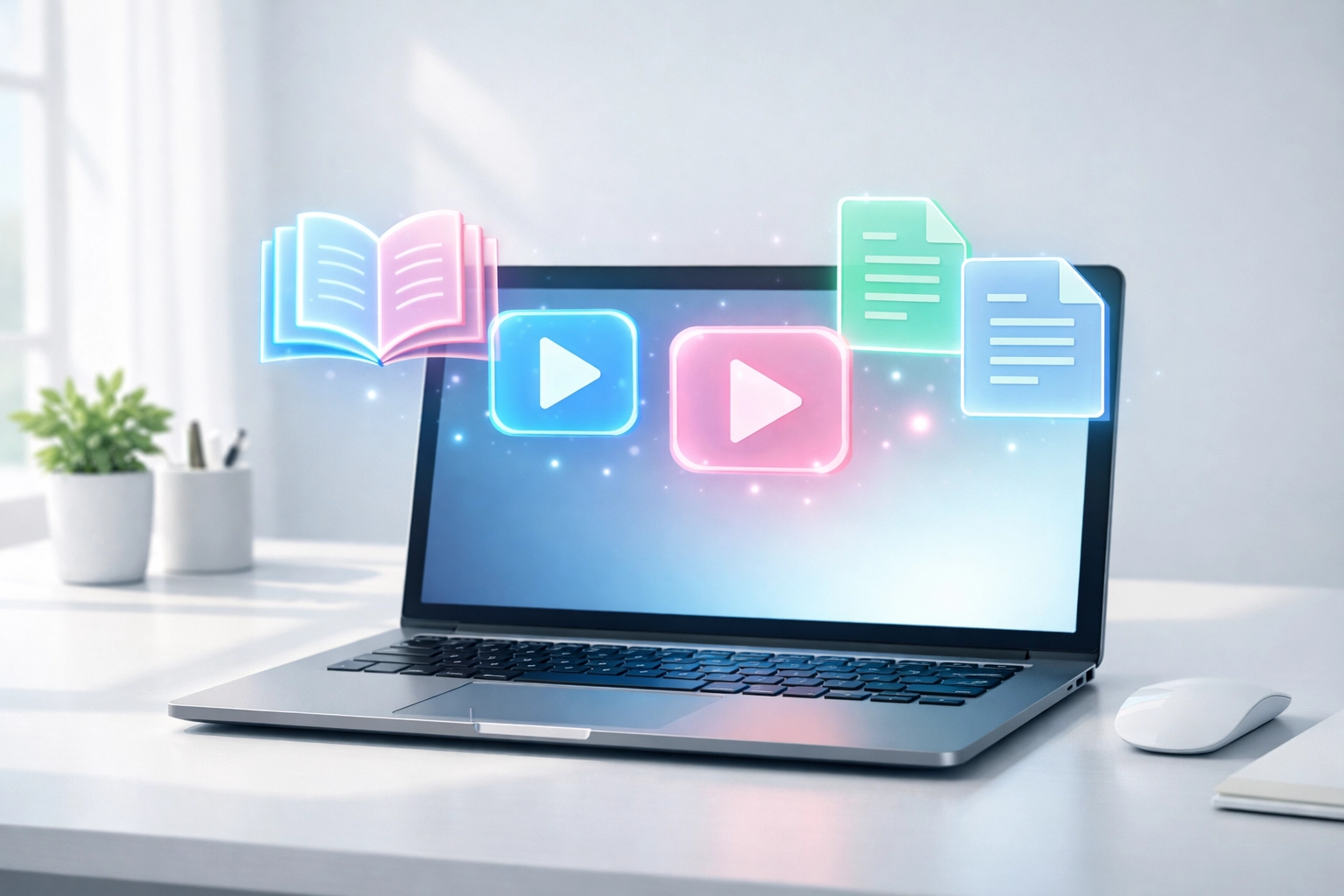 Digital products with resell rights displayed on laptop including ebooks and video courses