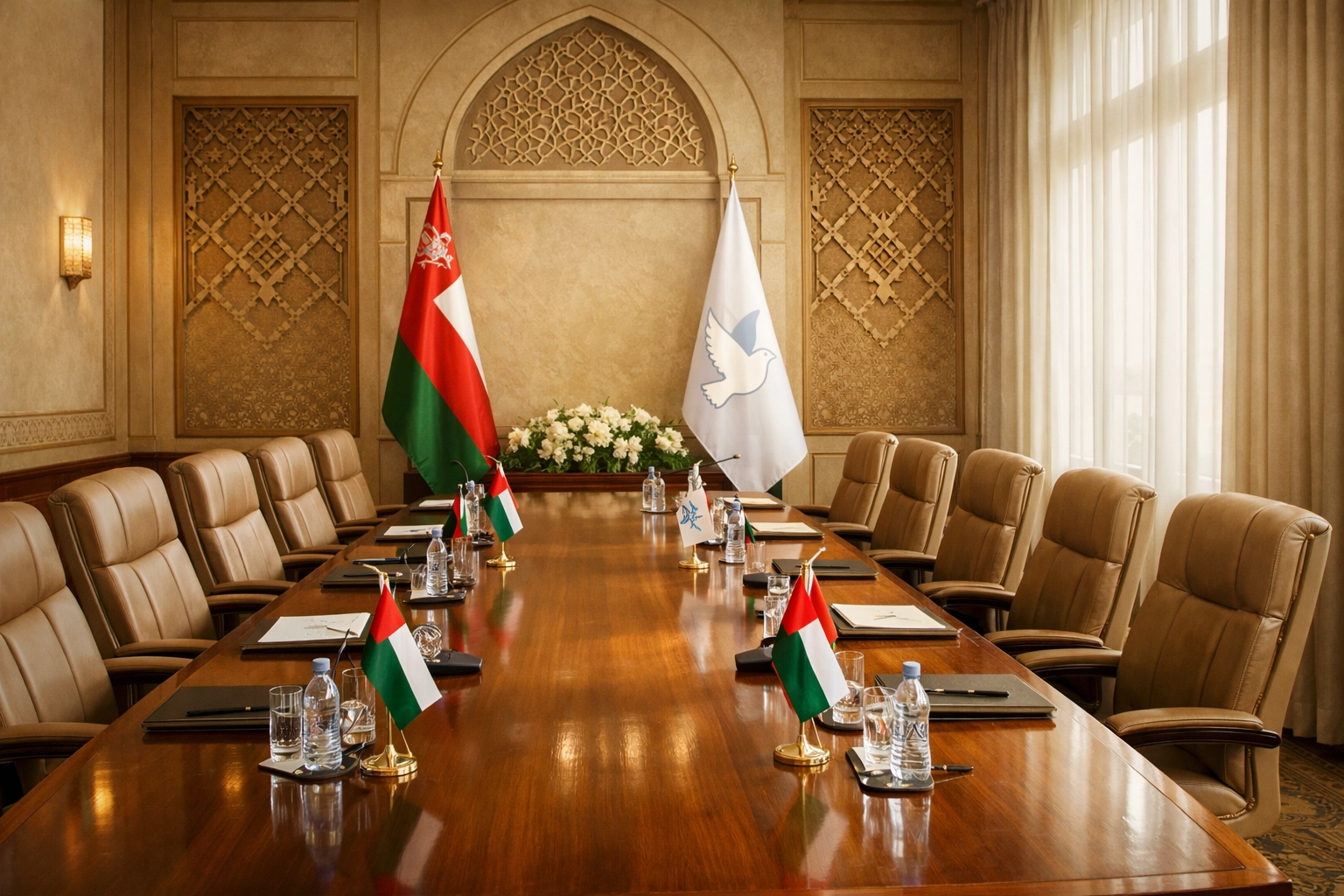 Diplomatic meeting room in Muscat, Oman where Iran-U.S. nuclear talks are taking place