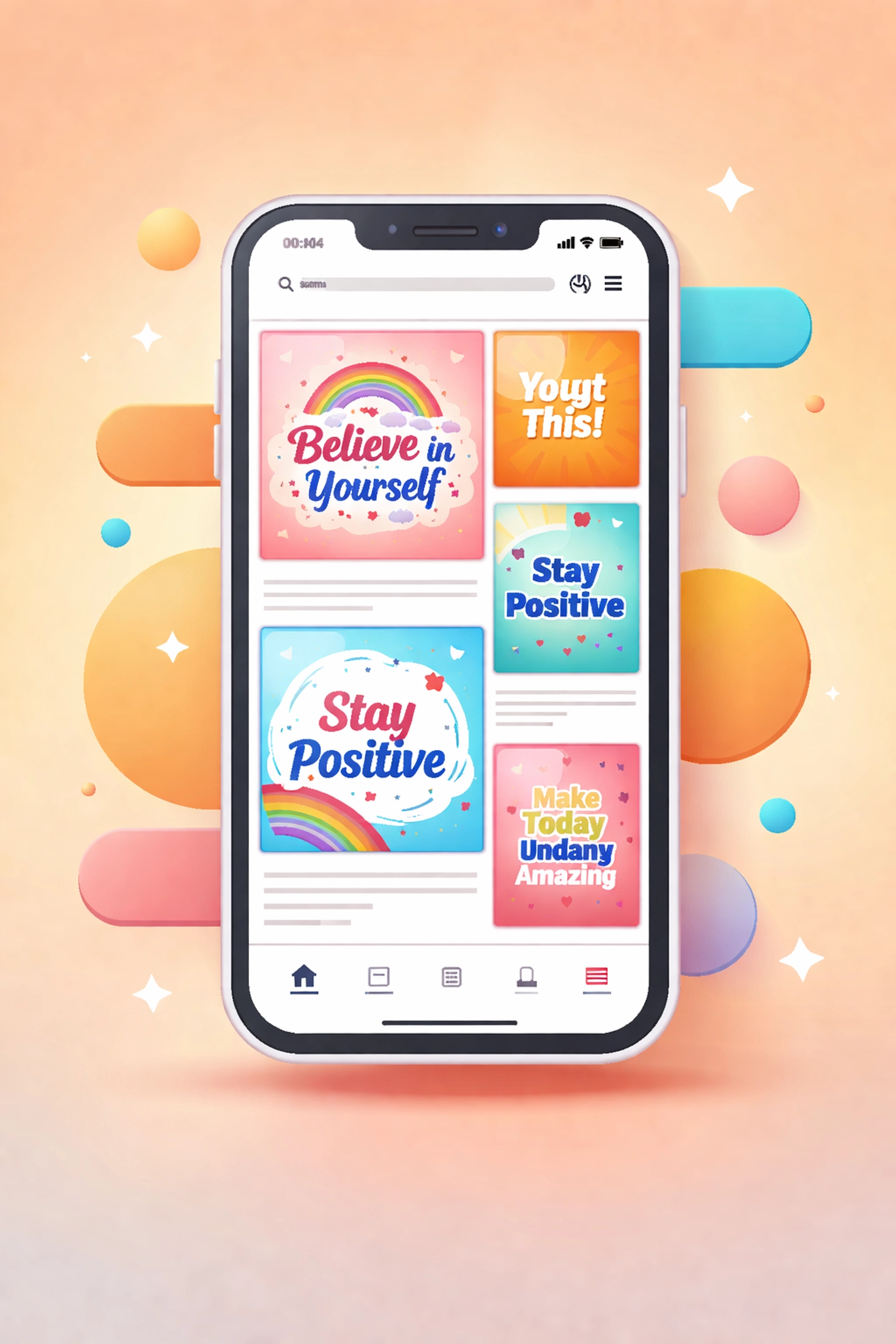 Smartphone showing branded quote and text posts for small business social media content ideas