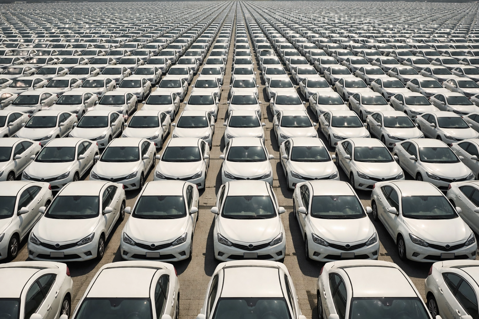 Rows of identical cars illustrating portfolio redundancy and over-diversification risks