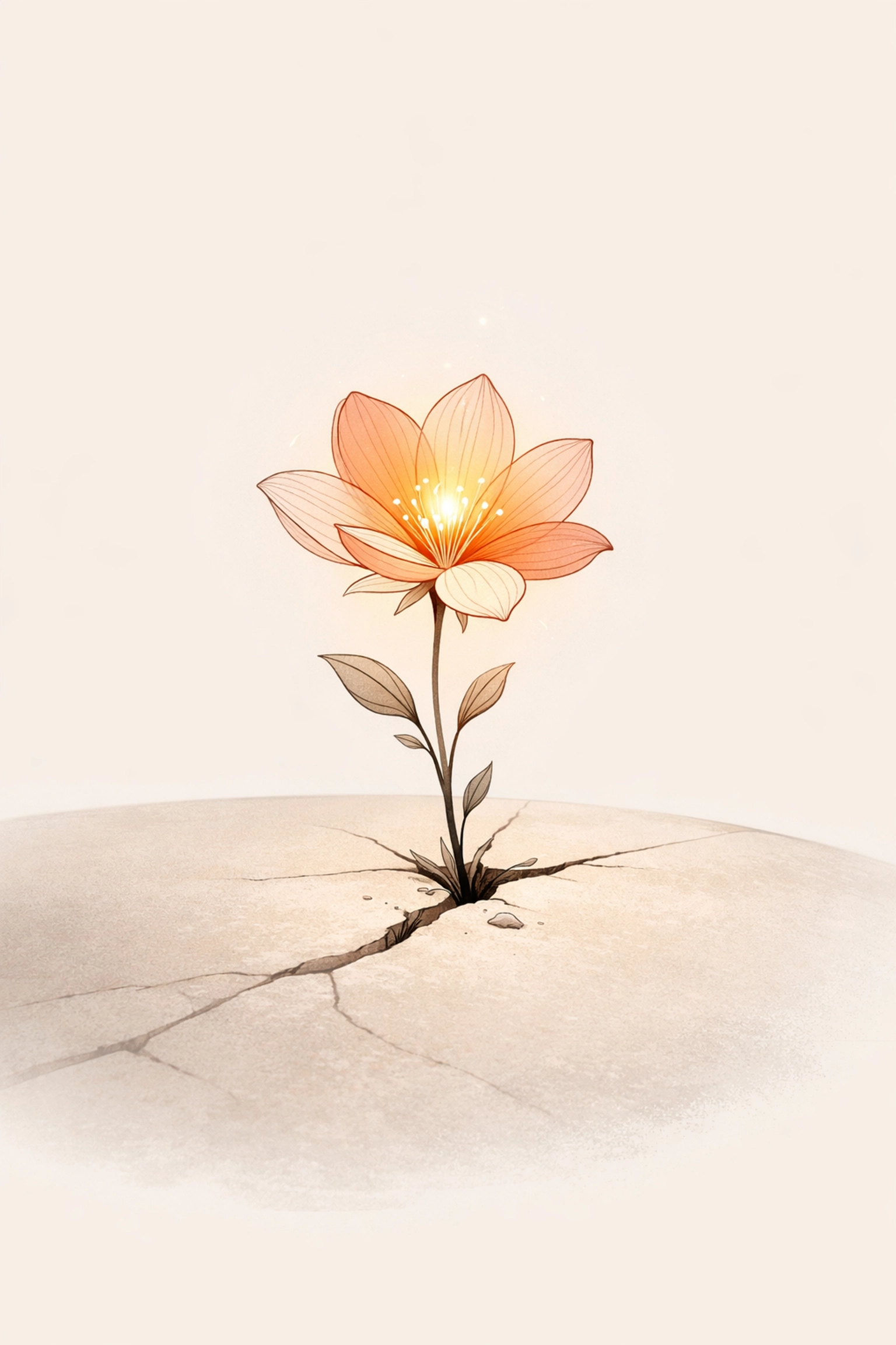 A wildflower blooming from a stone representing personal growth and shadow work transformation.