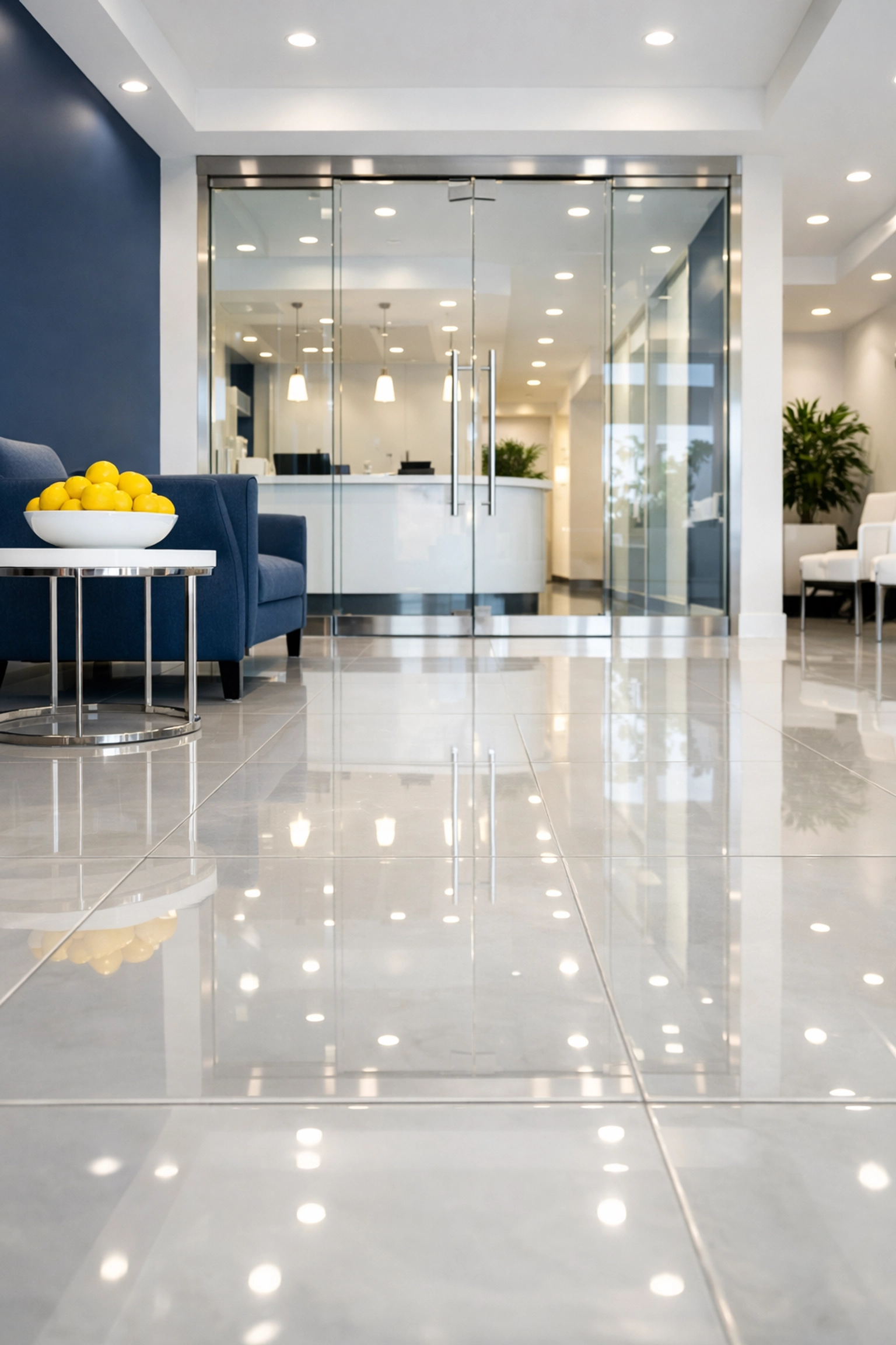 A spotless and inviting Northborough medical office lobby after professional commercial cleaning services.