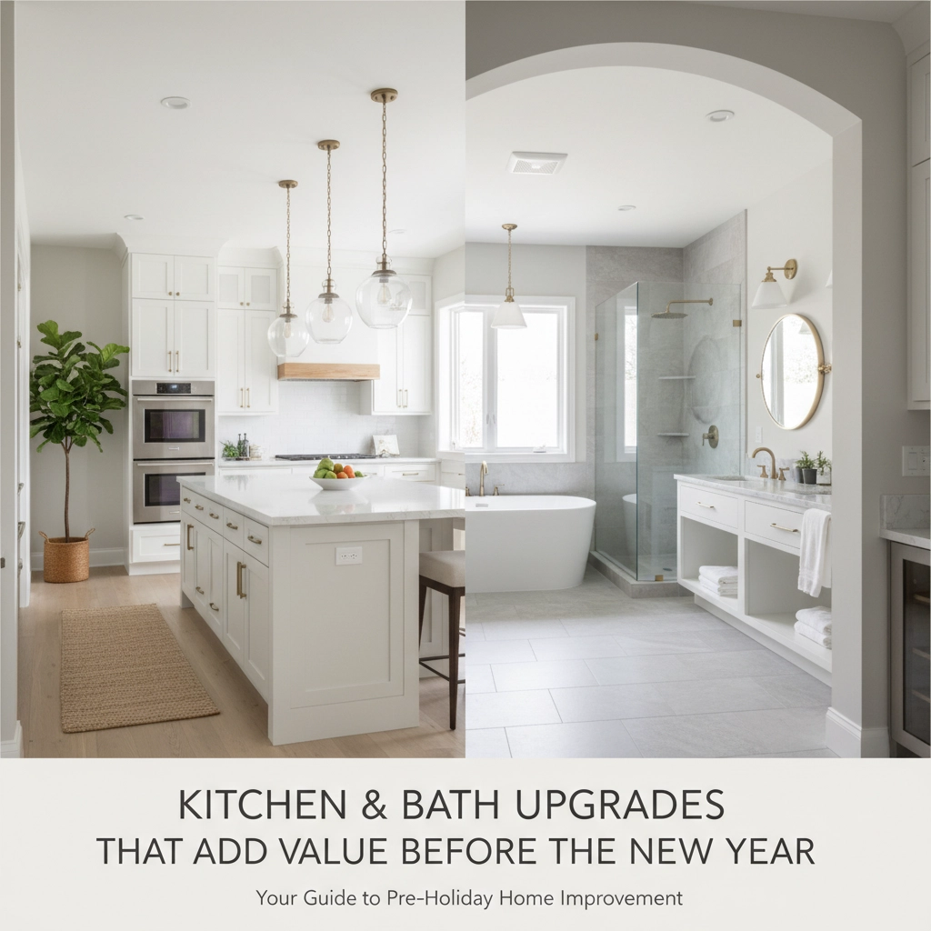 Split screen modern kitchen/bathroom