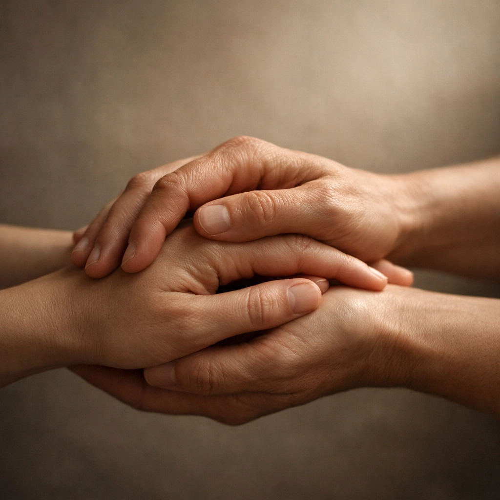 Hands offering support to domestic violence survivors on spouse visas