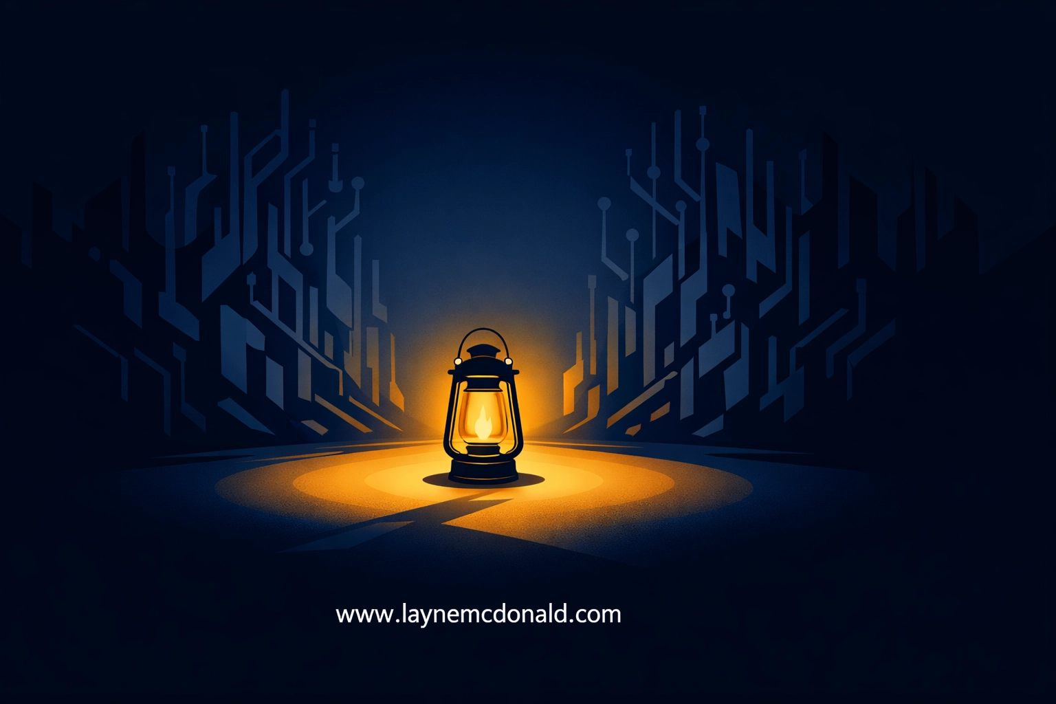 A lantern shining light on a digital circuit path, representing parental guidance and protection for children online.