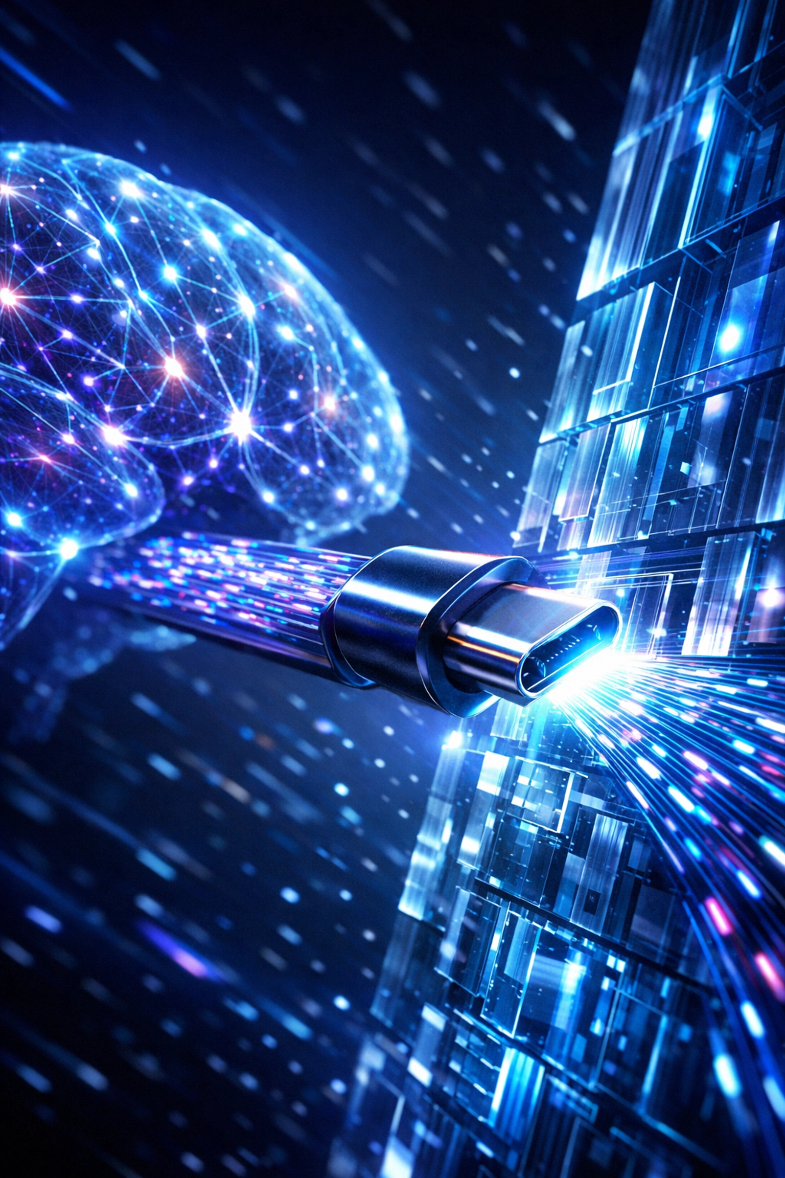 Digital bridge connecting AI intelligence to a business database for Zoho MCP integration.