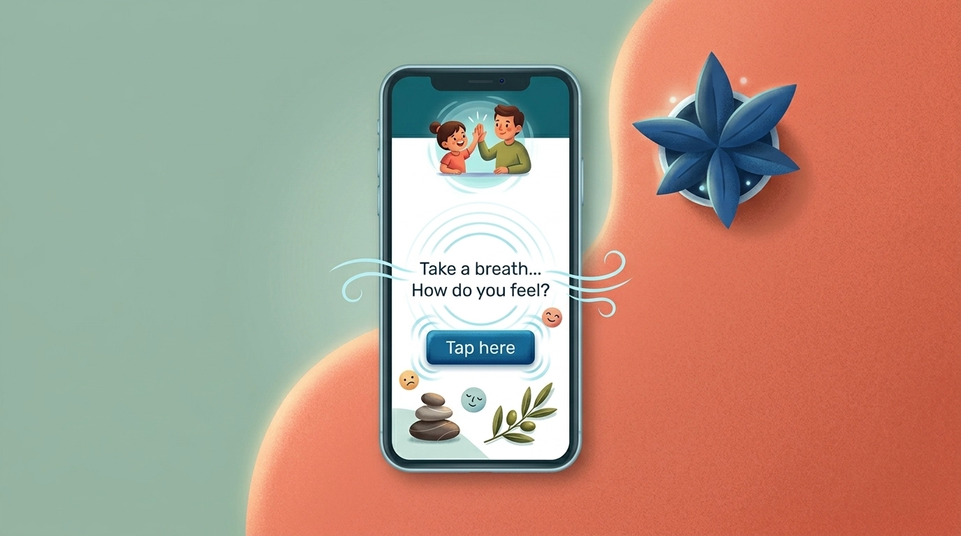 A vibrant, high-fidelity device illustration showing a designed and engaging prompt for household coordination