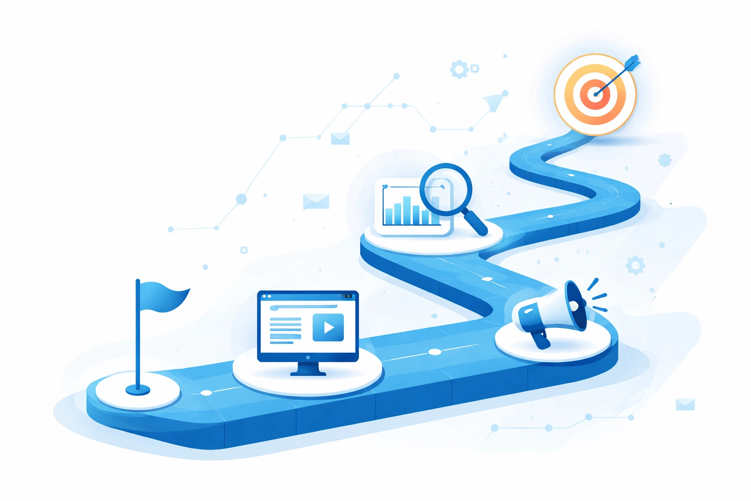 Strategic roadmap illustration shows the importance of a digital marketing plan for business growth