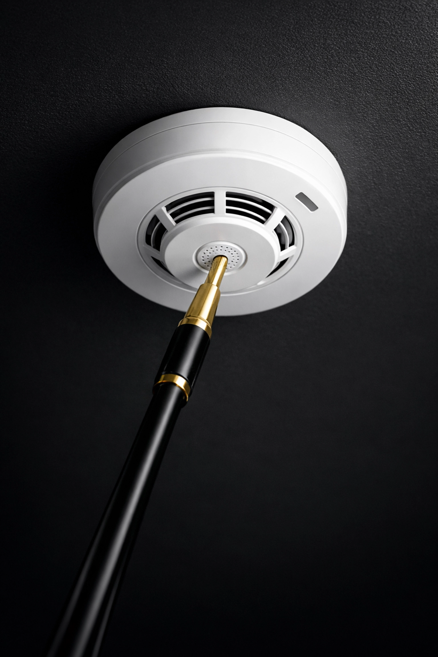 Smoke detector being tested during property inventory inspection for safety compliance