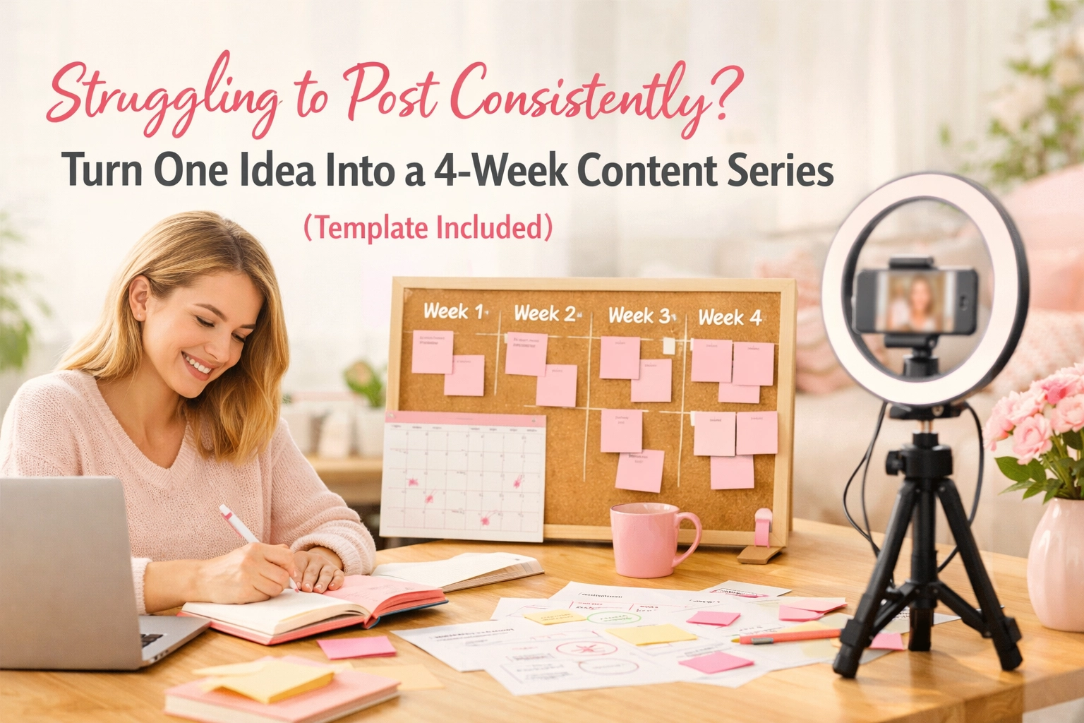 [HERO] Struggling to Post Consistently? Turn One Idea Into a 4-Week Content Series (Template Included)