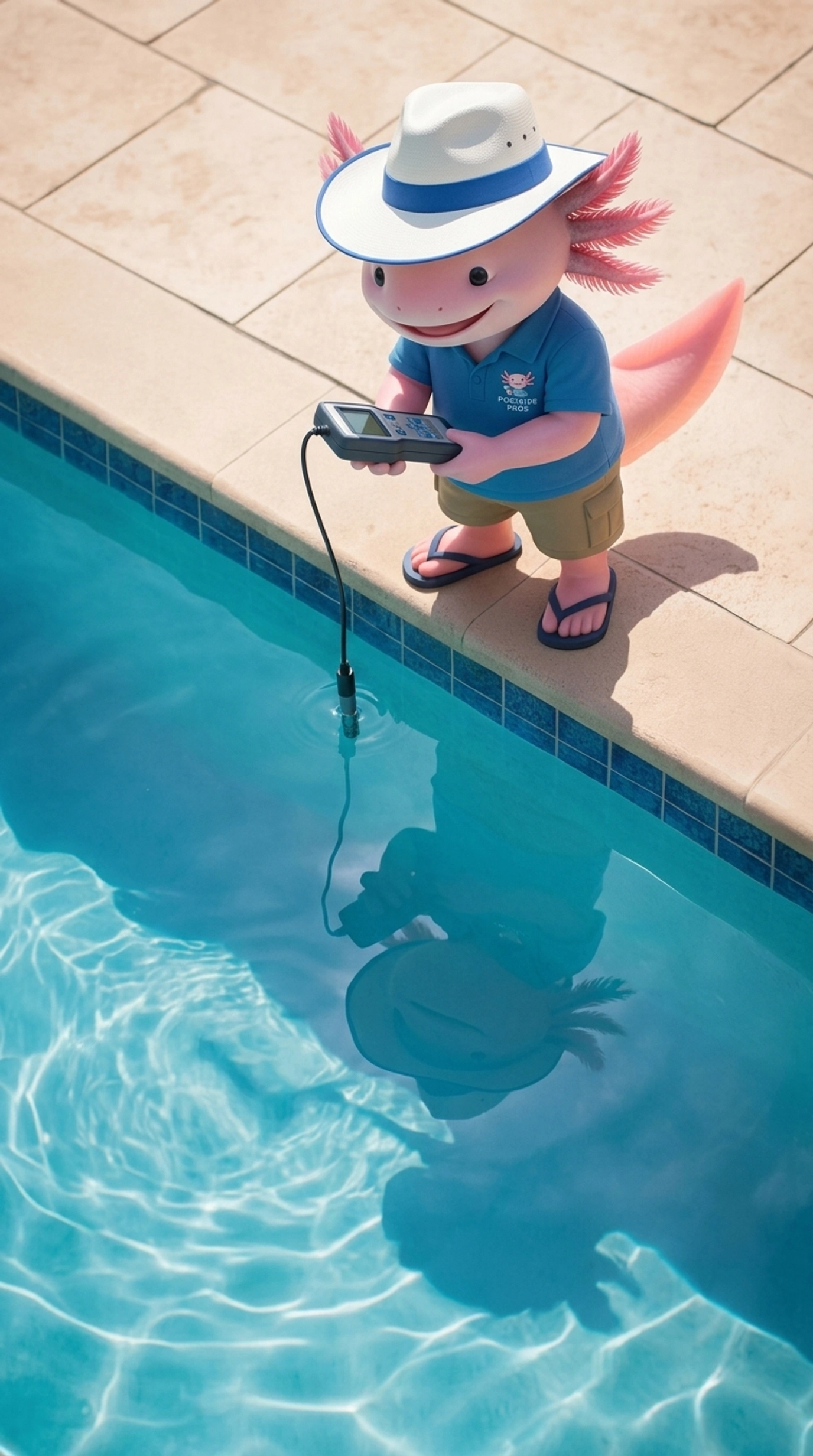 Poolside Pros technician checking water