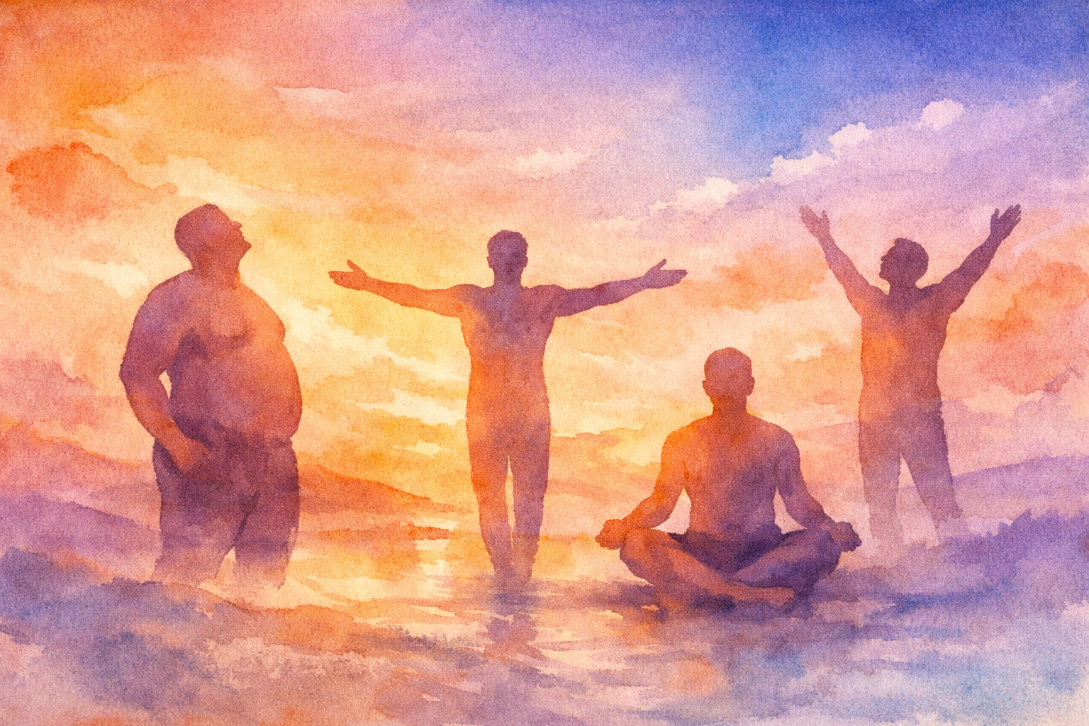 Body positivity and freedom concept for LGBTQ+ community at sunset