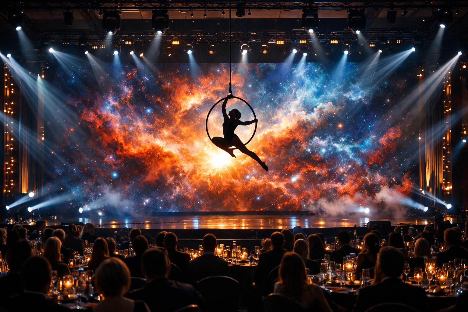 Las Vegas LED video wall rental for corporate events featuring giant digital backdrop