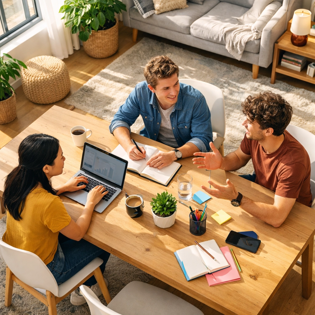 Young professionals collaborating in shared space