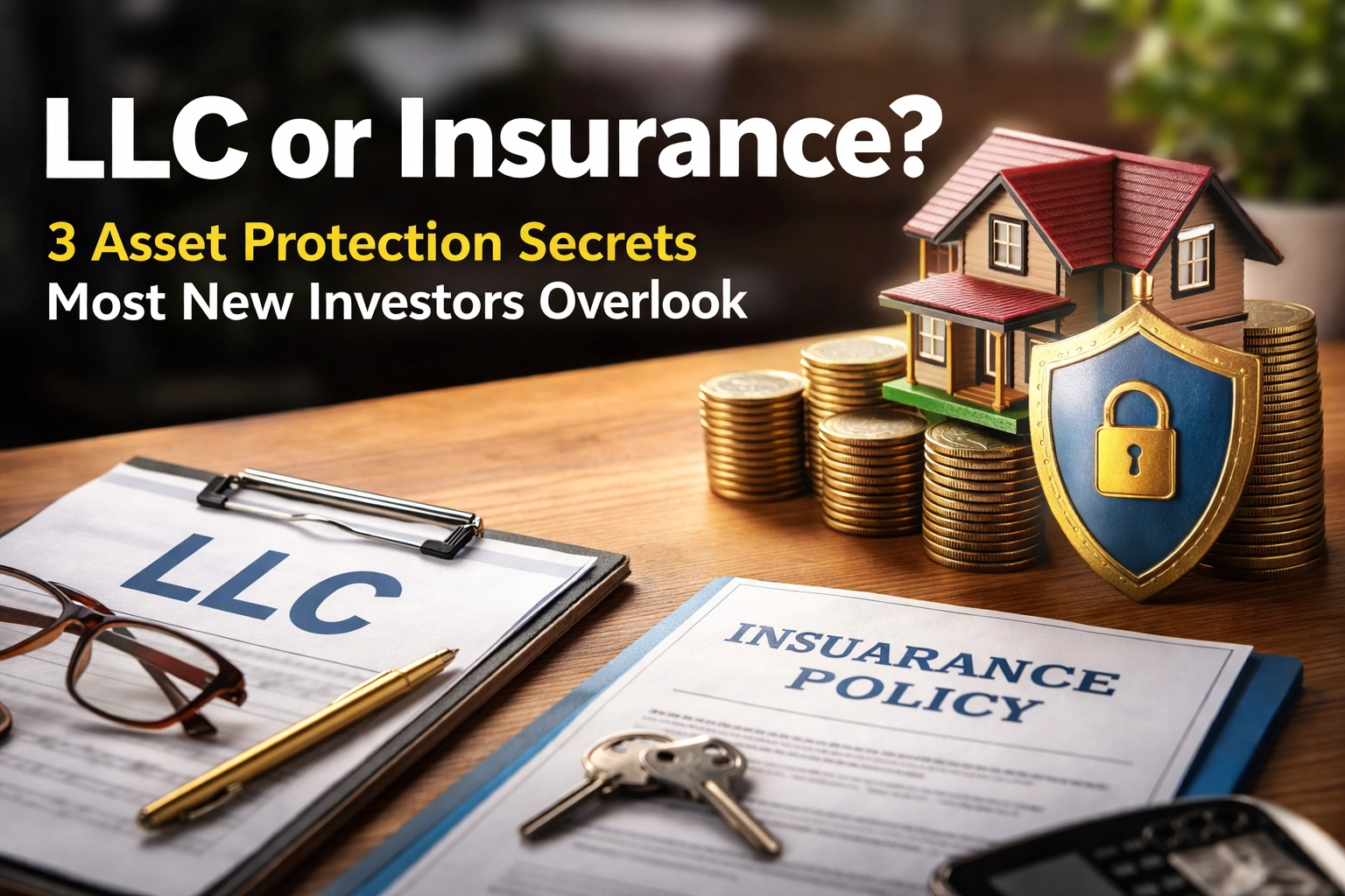 Real estate asset protection strategy involving LLC formation and umbrella insurance documents