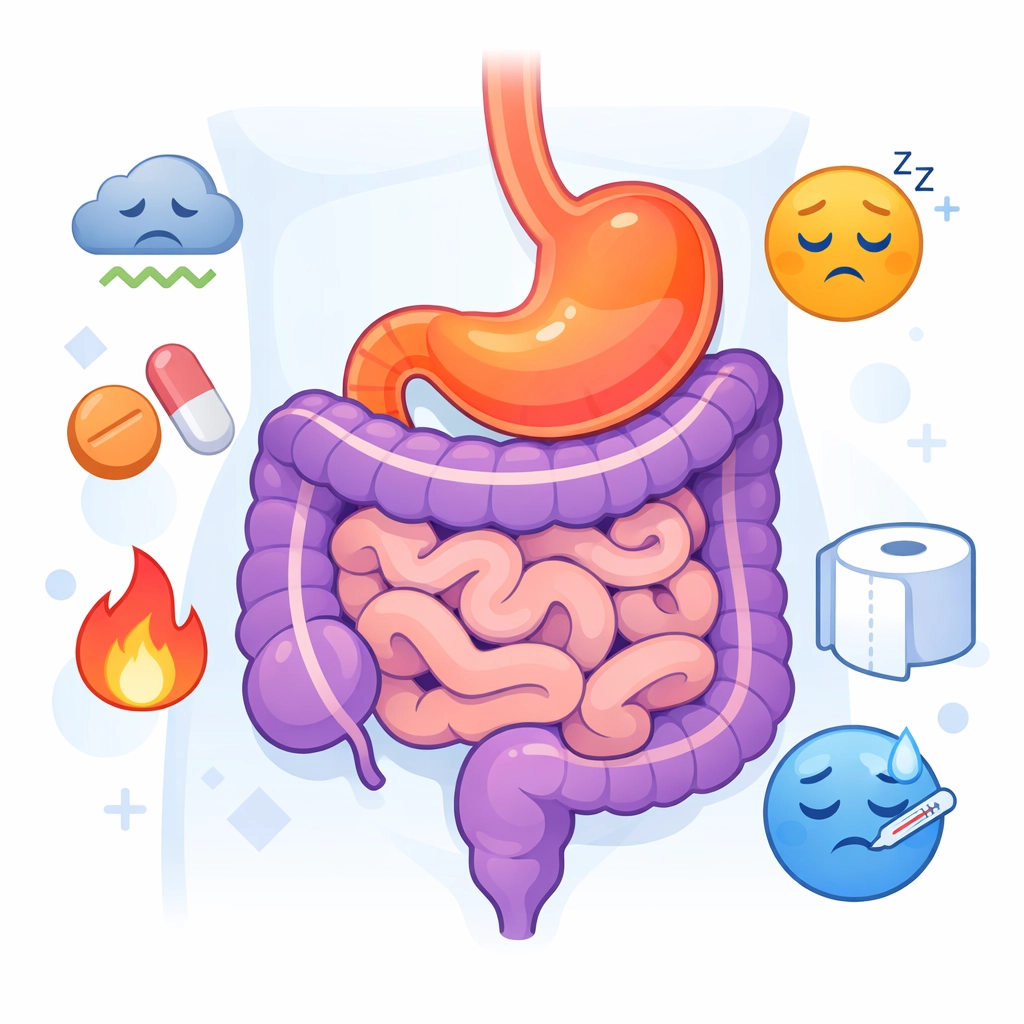 Digestive system illustration showing how GLP-1 medications work for weight loss