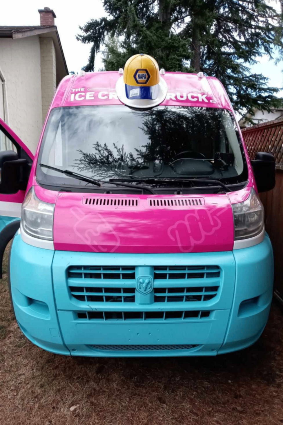 The Ice Cream Truck with a yellow NAPA cap on the roof, ready for 2026 event bookings.