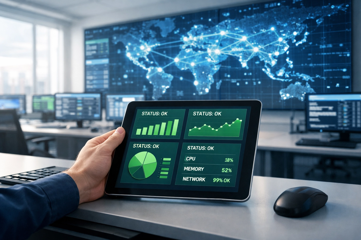 Modern IT operations center providing proactive managed IT services and network monitoring for Vacaville businesses.