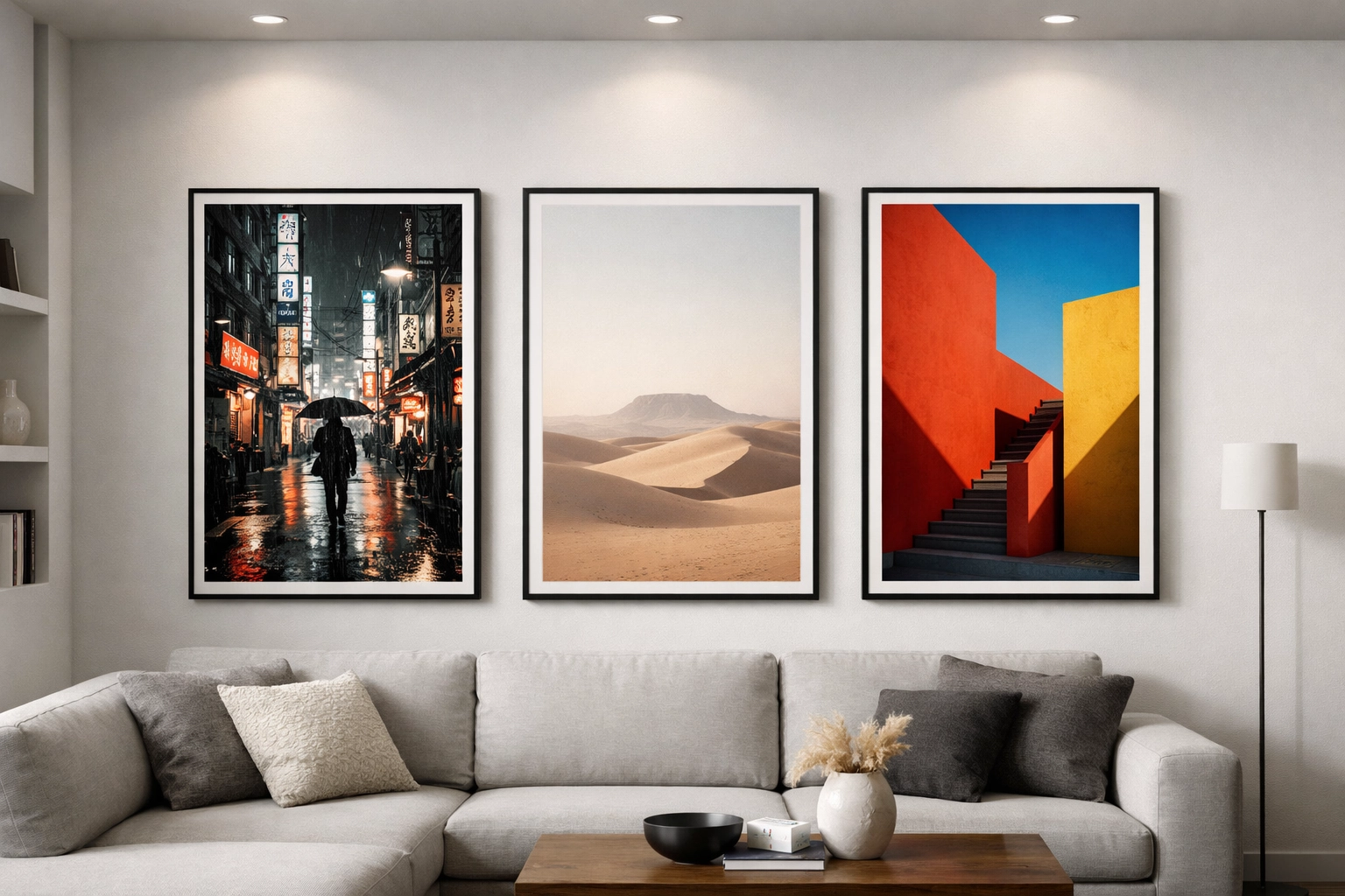 Modern gallery wall with framed prints showcasing diverse photography aesthetics and latest photography news trends.