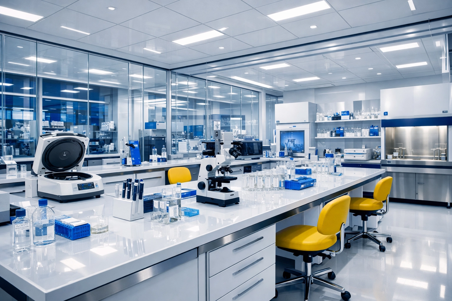 Sterile biotechnology laboratory in Kendall Square maintained by commercial cleaning Cambridge MA experts.