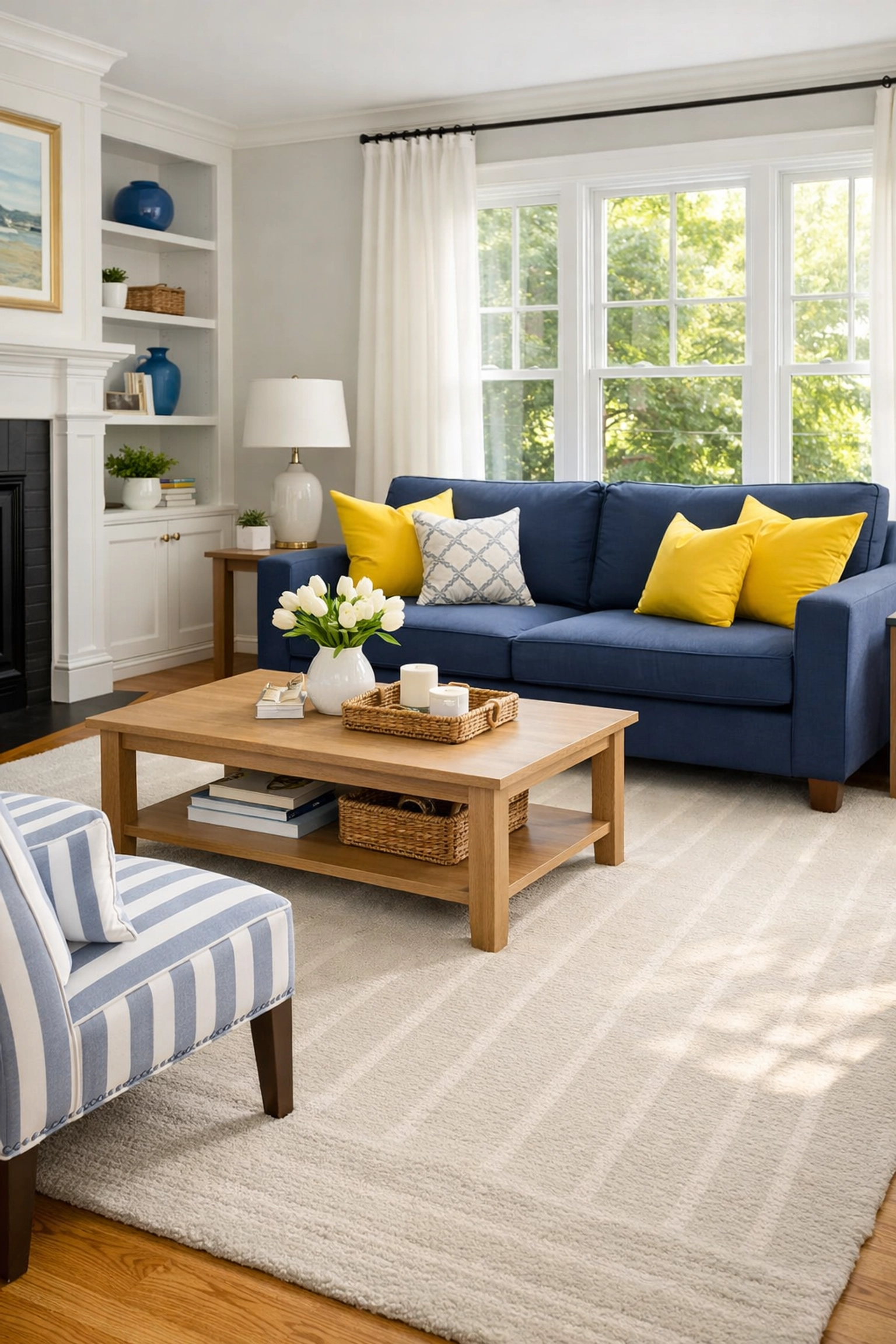 Spotless and organized living room after a professional deep cleaning service by The Cleaning Ninjas Inc.