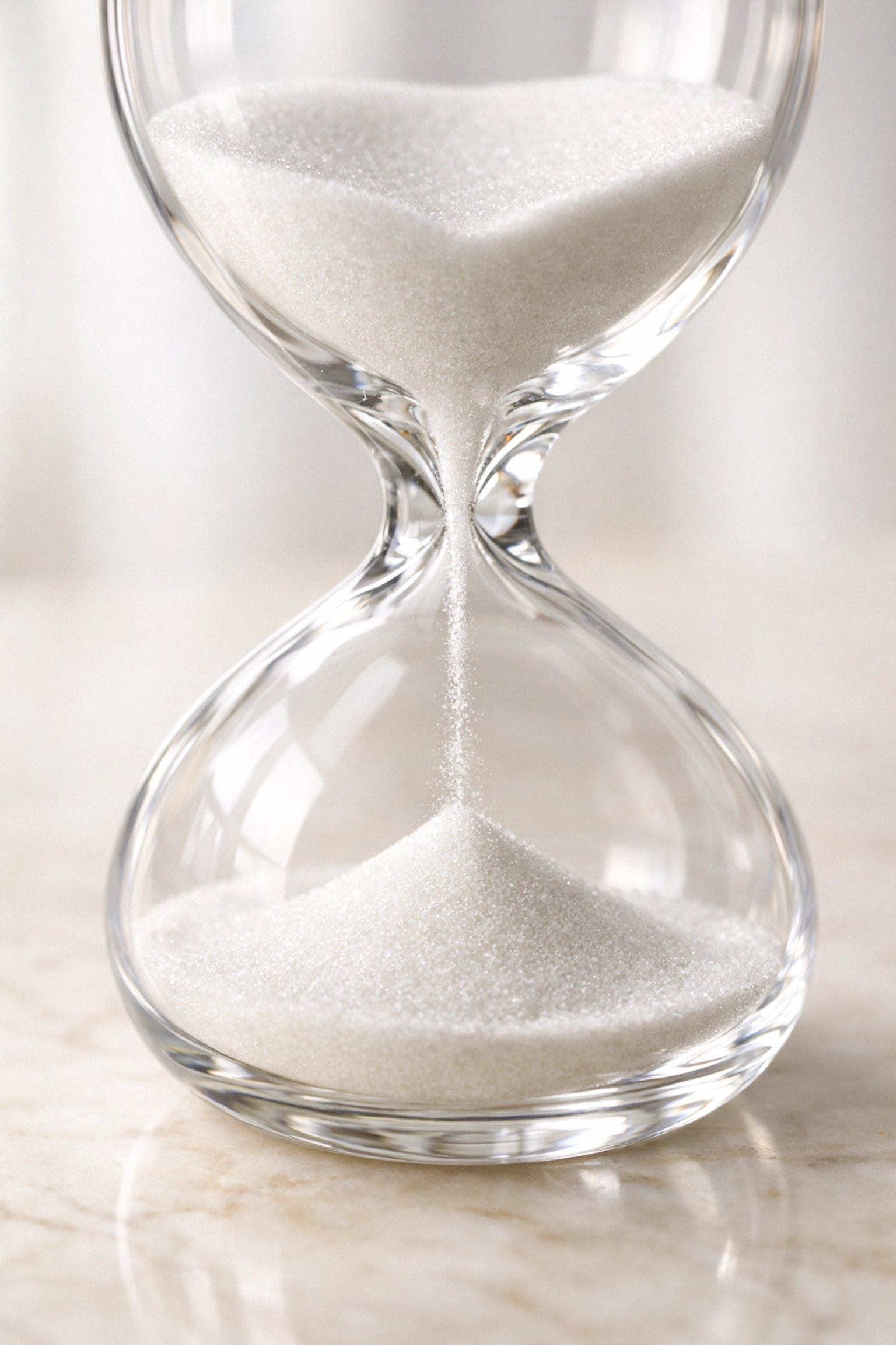 Minimalist hourglass symbolizing the efficiency of a professional luxury watch sourcing workflow.