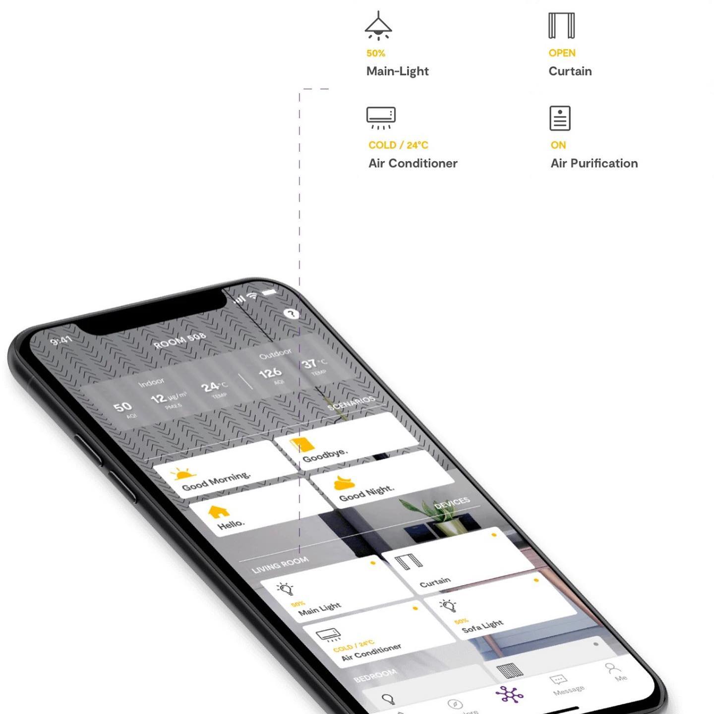 Smartphone Smart Home App Interface