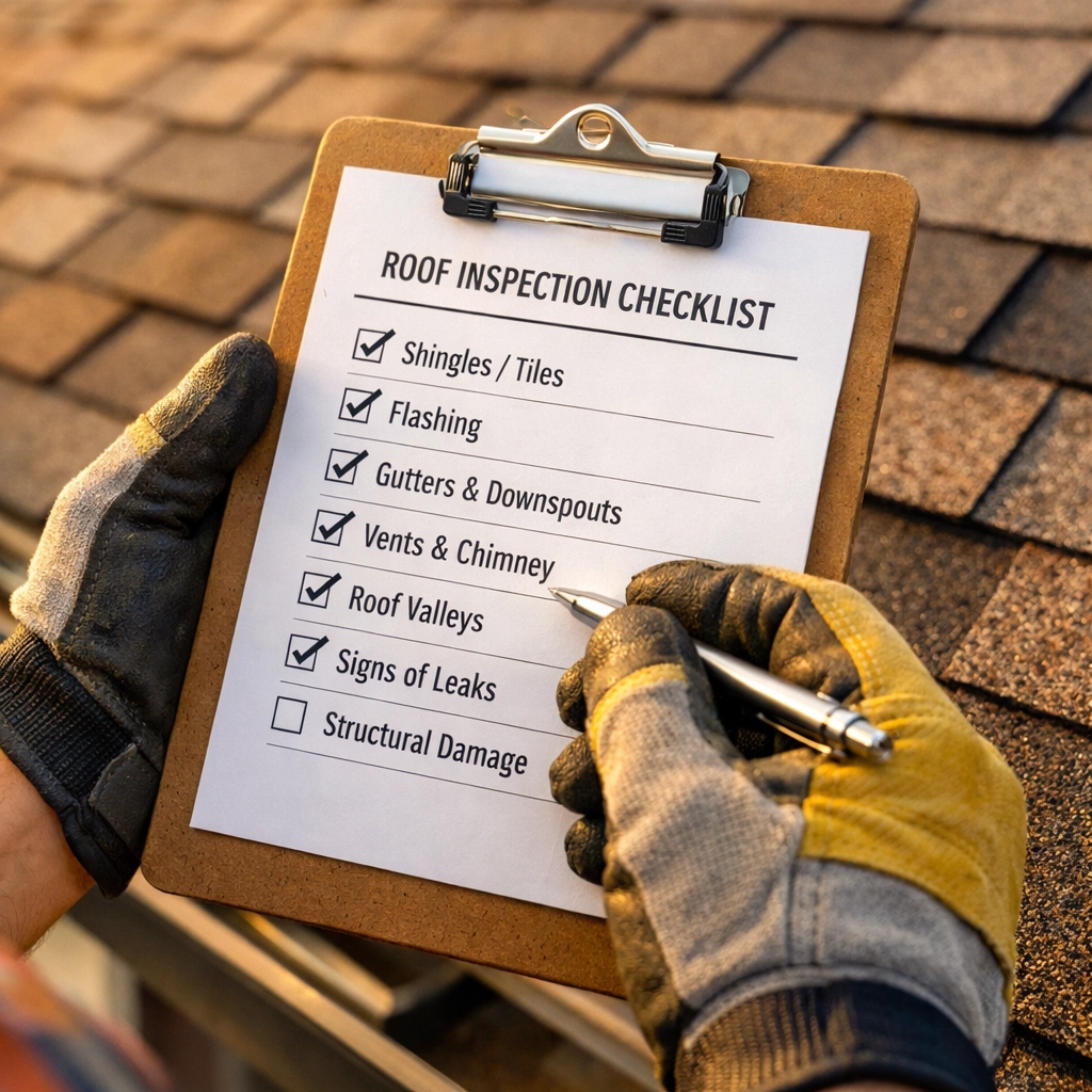 Professional roof inspector conducting detailed inspection for Houston home insurance purposes