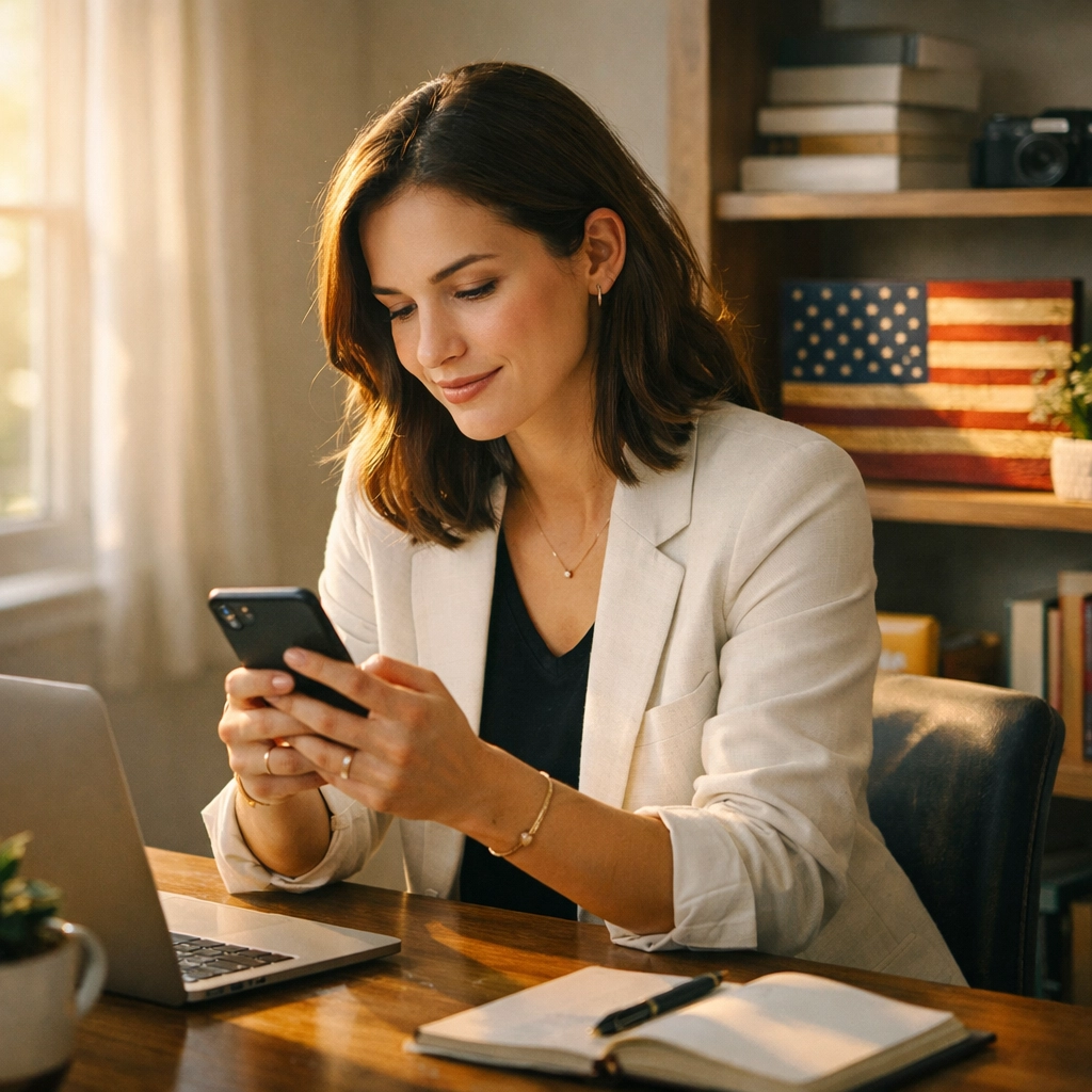 Why Reading My Daily CEO Letter Will Change the Way You Lead Your Community A professional woman reflecting on civic values while reading a leadership letter in her home office.