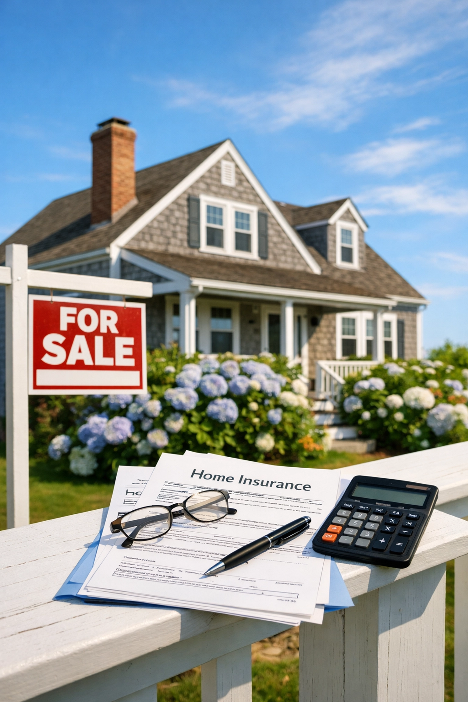 Cape Cod home with insurance documents showing homeowners insurance coverage options