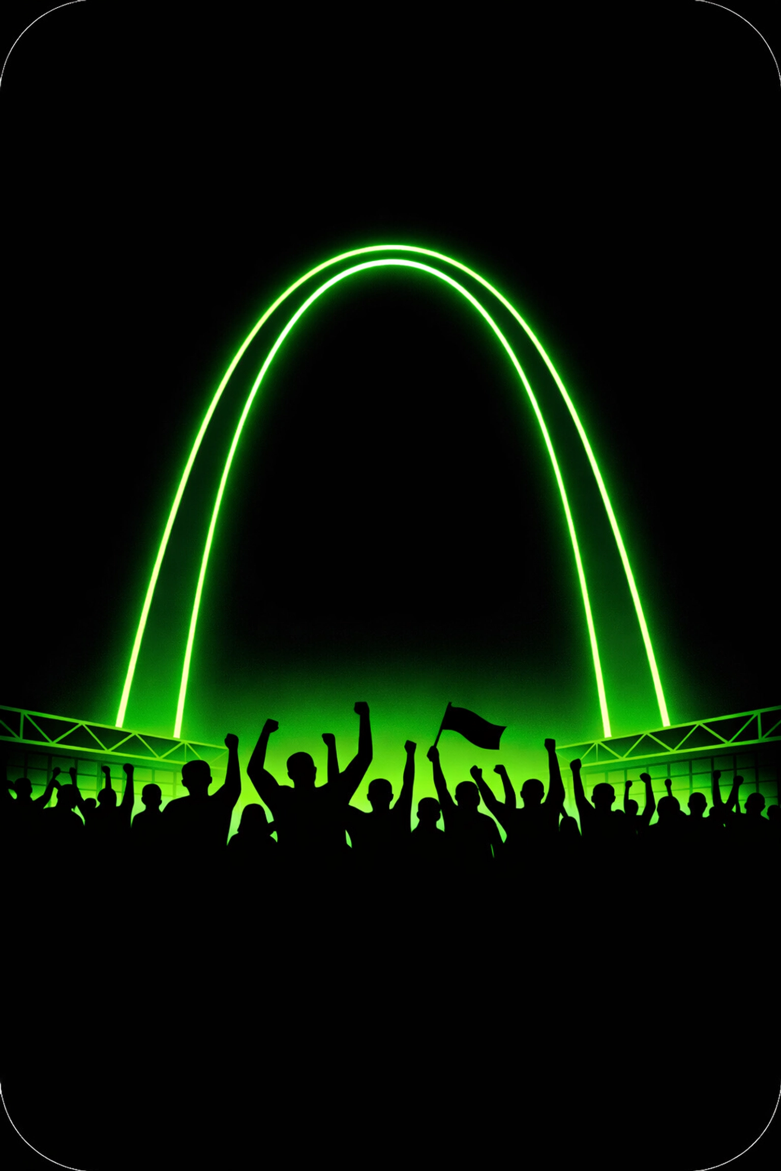 St. Louis Arch silhouette with crowd representing local community marketing and service.