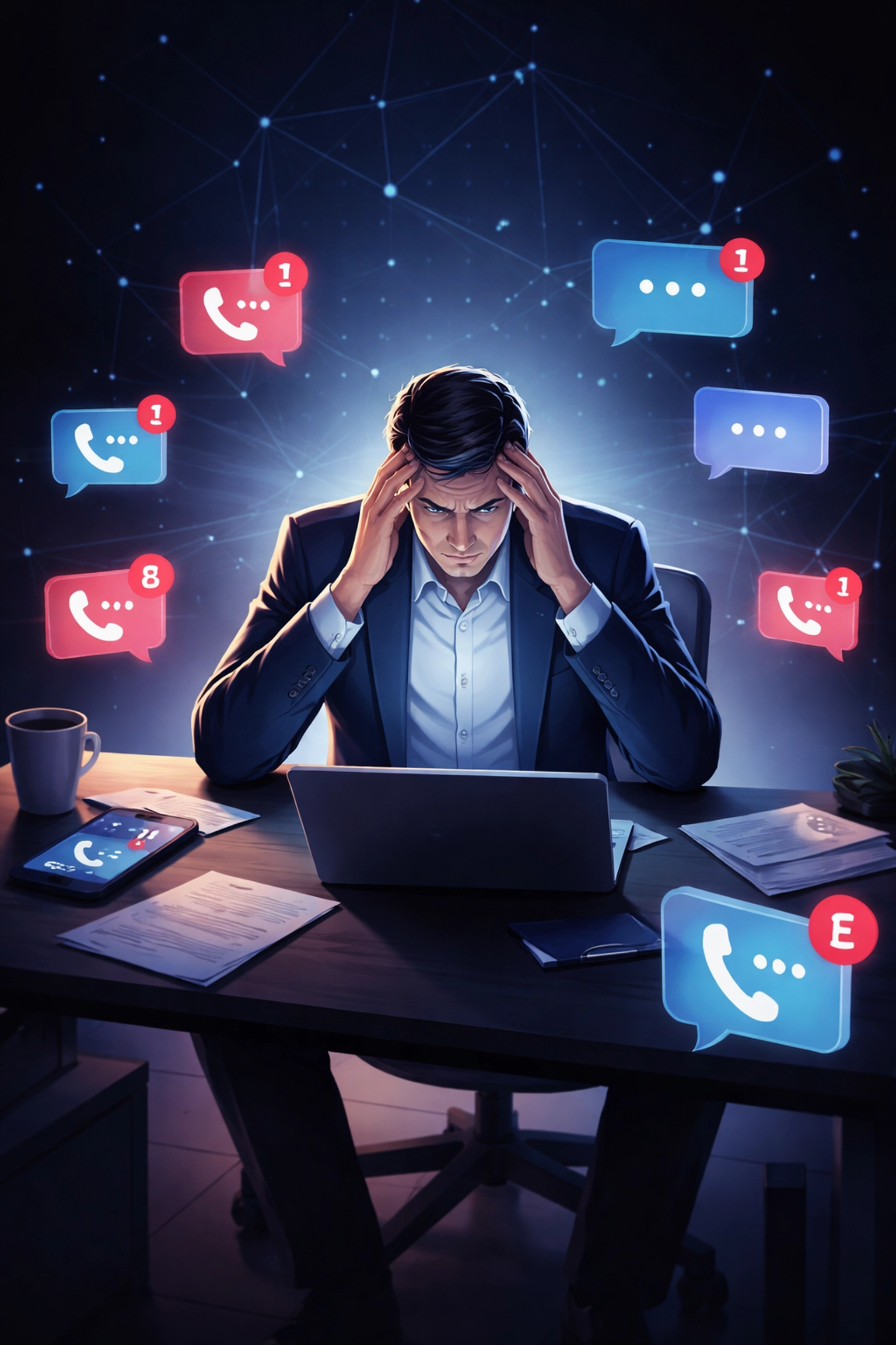 Frustrated Delray Beach business owner missing calls and leads before using AI appointment scheduling.