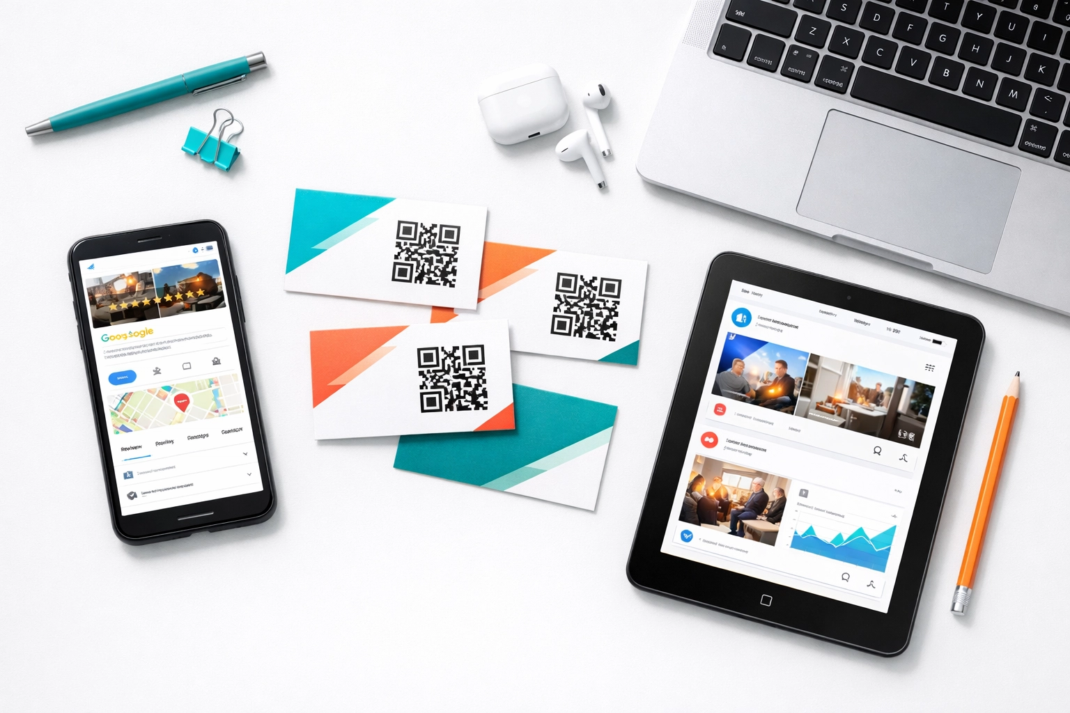 Marketingové materiály s QR kódy pro propagaci Google Business profilu