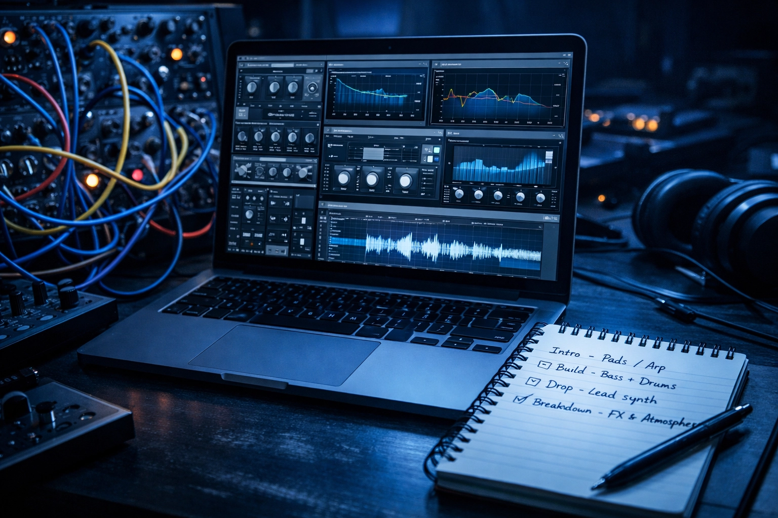 Building a sonic palette with various instruments for TV score composition