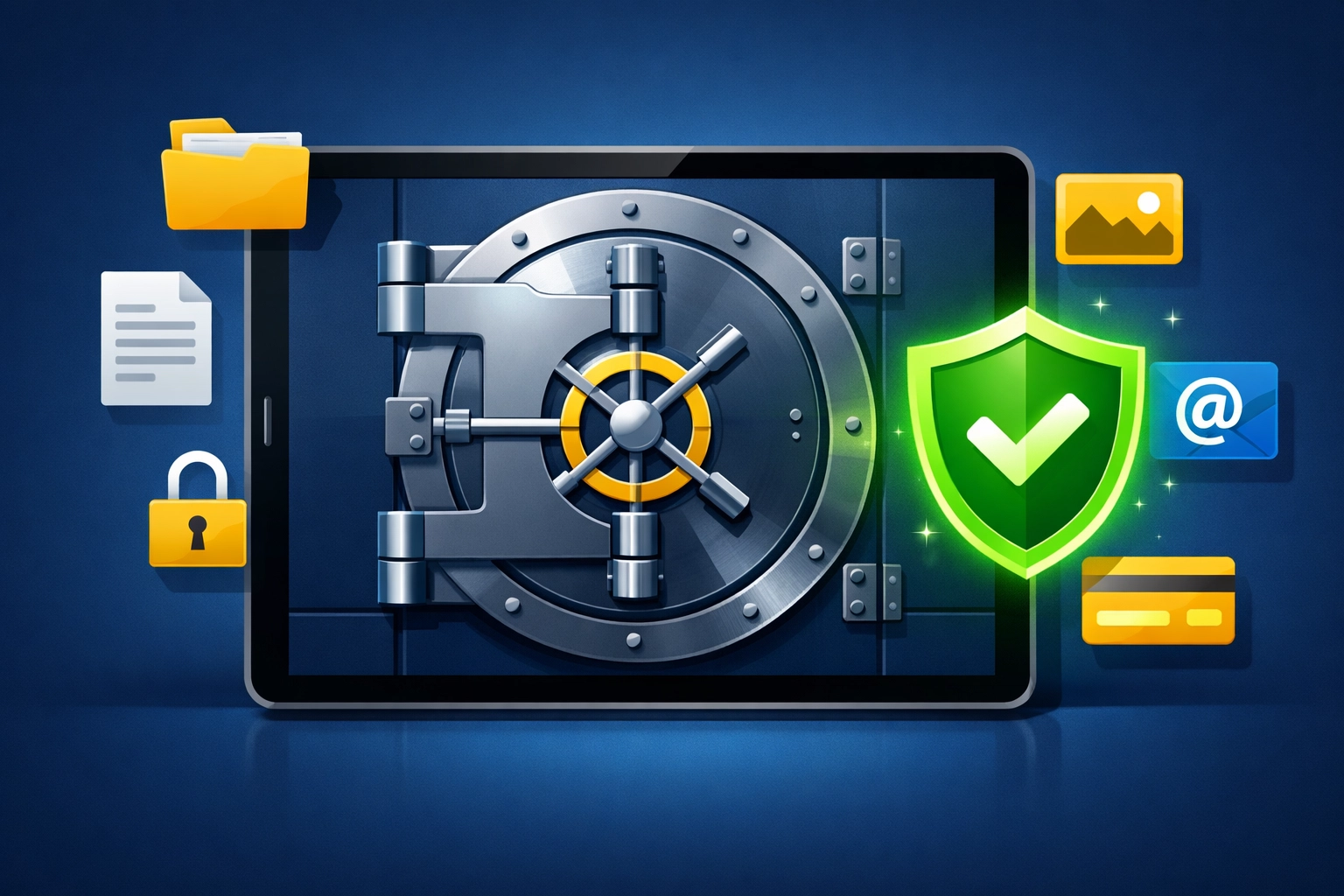Secure digital tax portal with an encryption shield for safe and organized document storage.