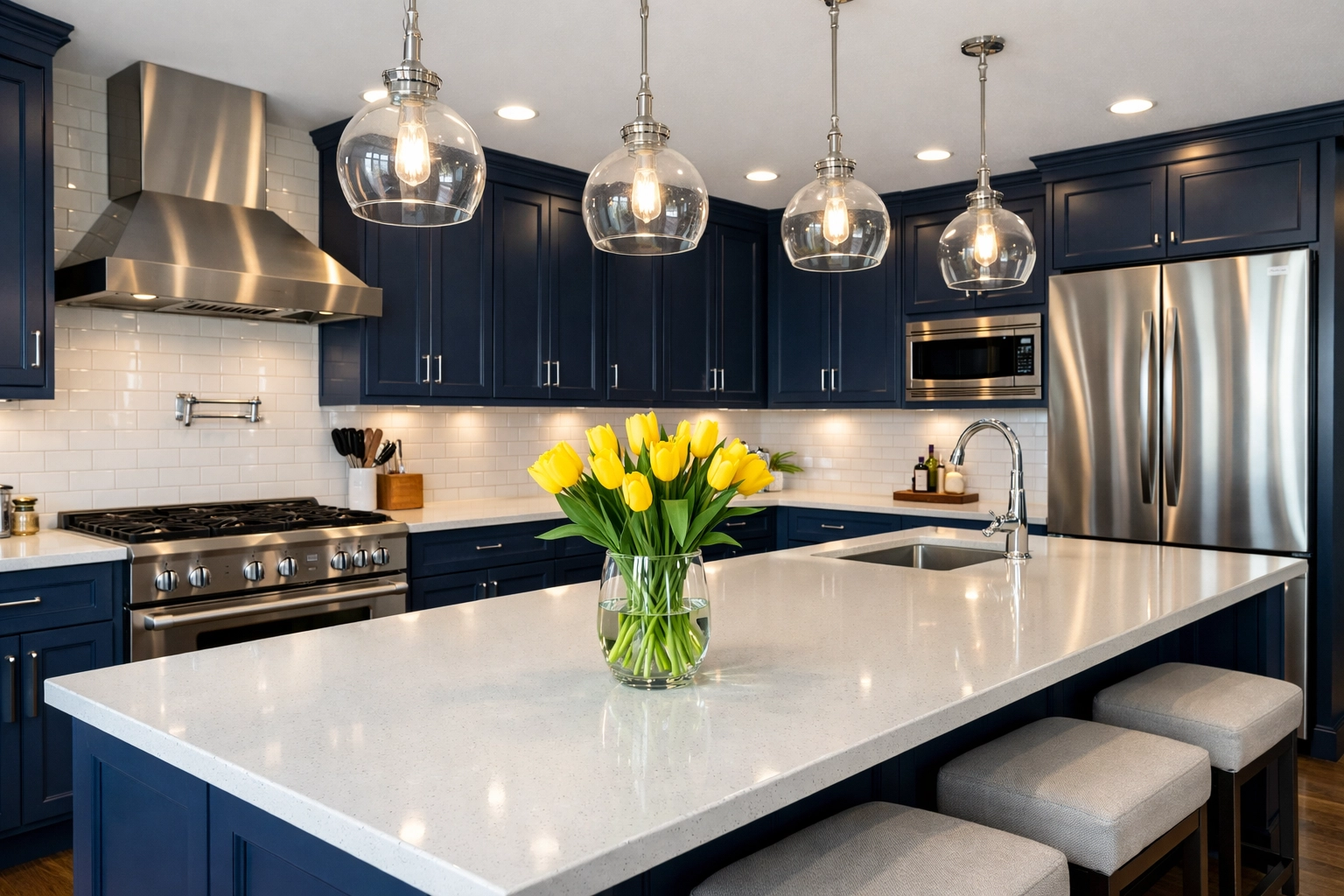 A sparkling clean chef-style kitchen following a professional house cleaning Worcester MA service.