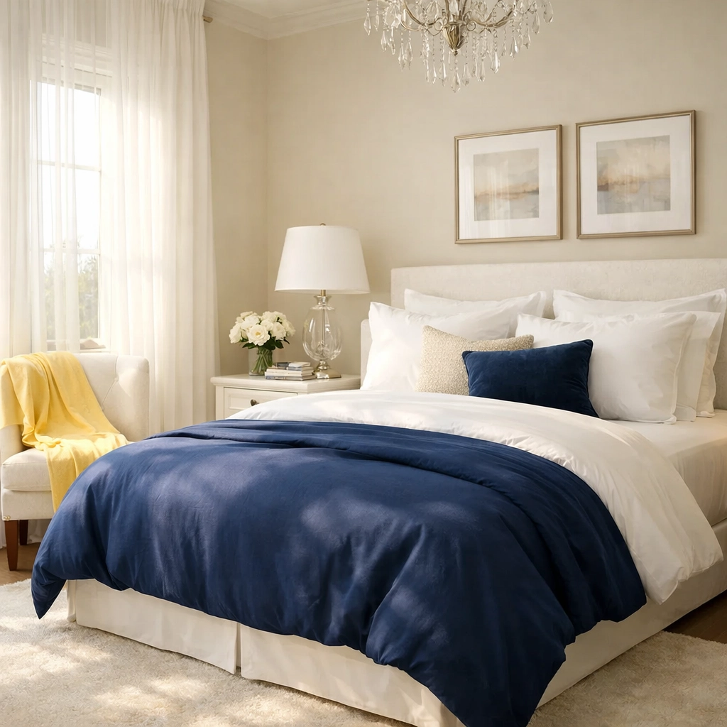 A serene, freshly cleaned bedroom highlighting the peace of mind from recurring house cleaning Franklin.