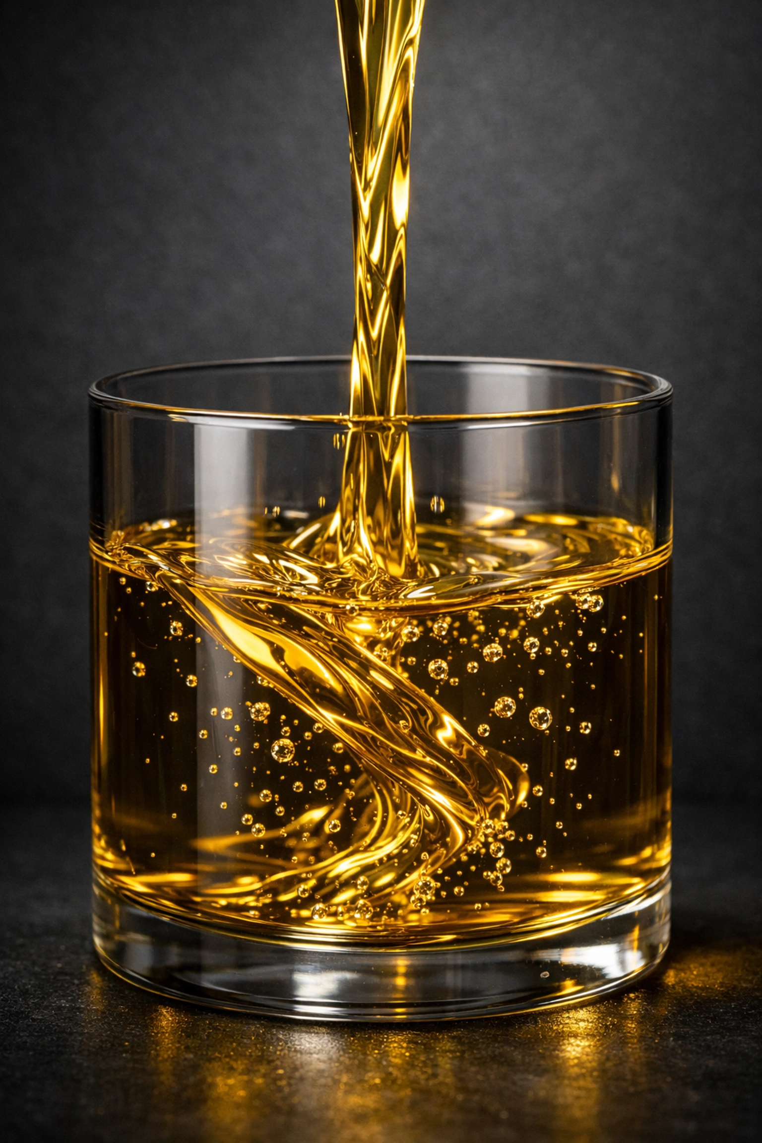 Pure cold-pressed carrier oil pouring into a glass, highlighting a non-greasy formula.