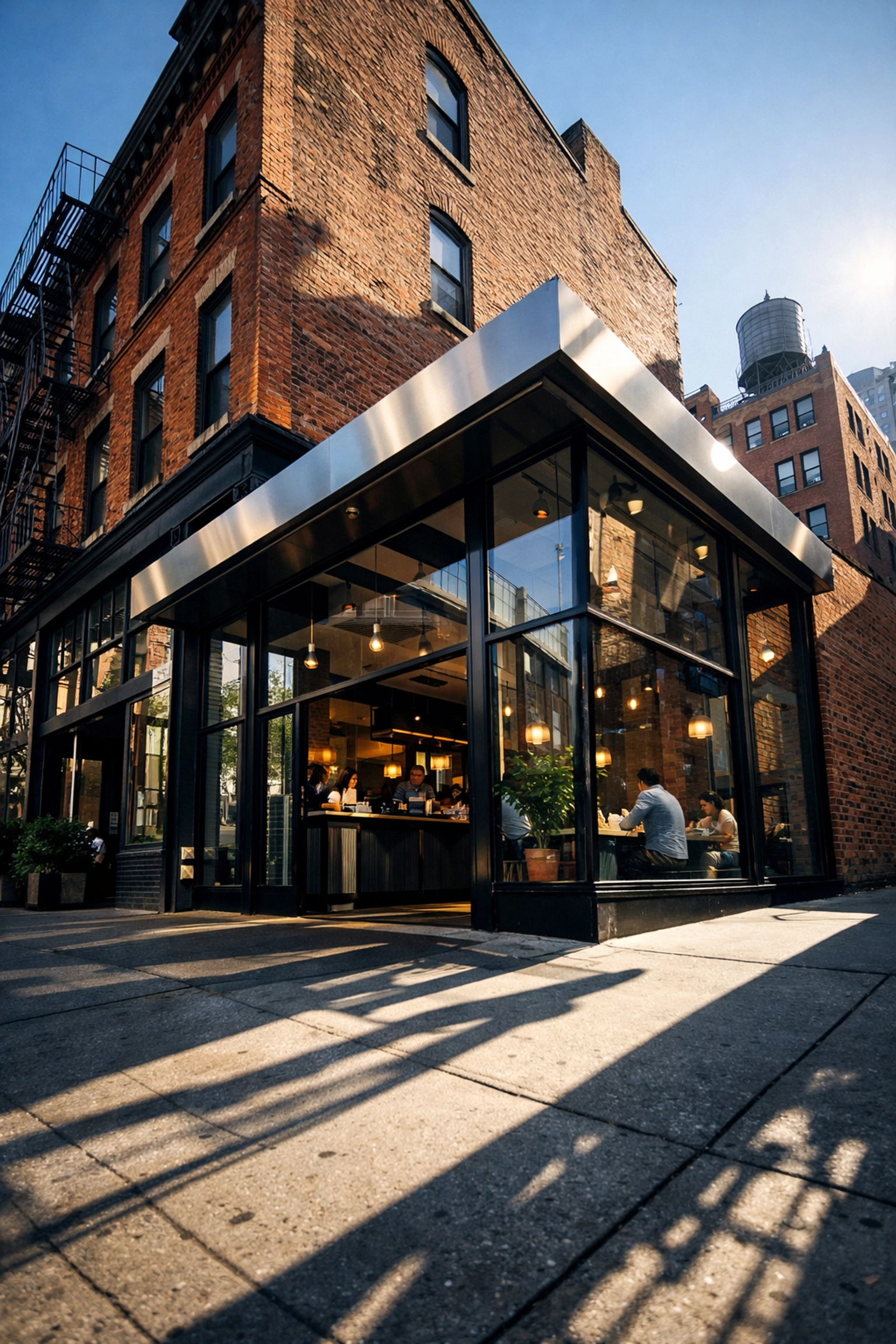 A modern glass-fronted cafe in Edmonton's Wîhkwêntôwin district following city council rezoning approval.
