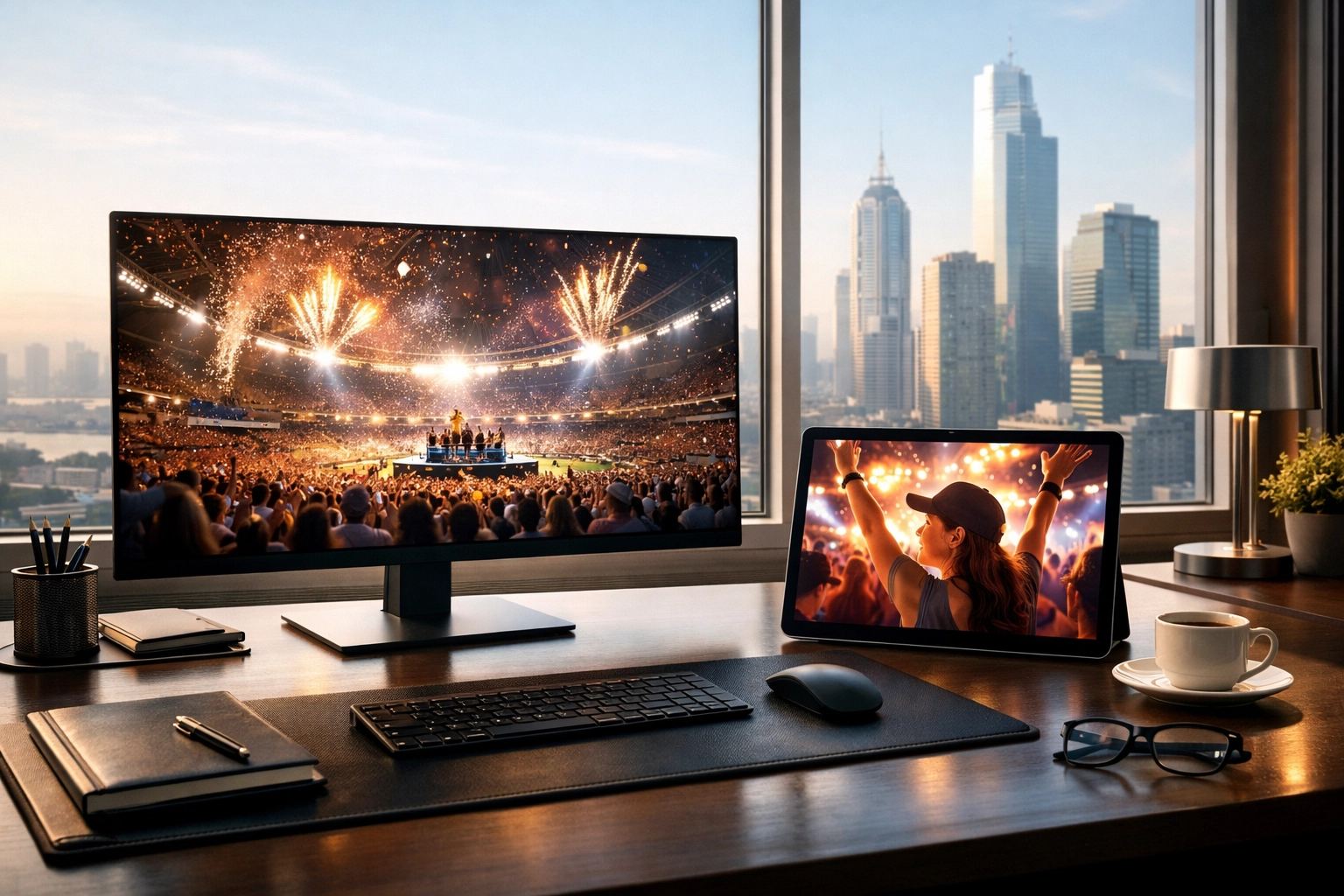 Professional executive office showing Super Bowl event photography for strategic brand impact analysis.