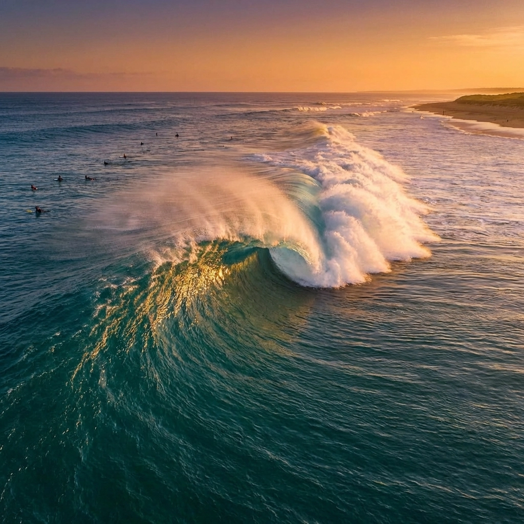 A powerful ocean wave at sunset represents the rapid growth and momentum of institutional alternative investments.