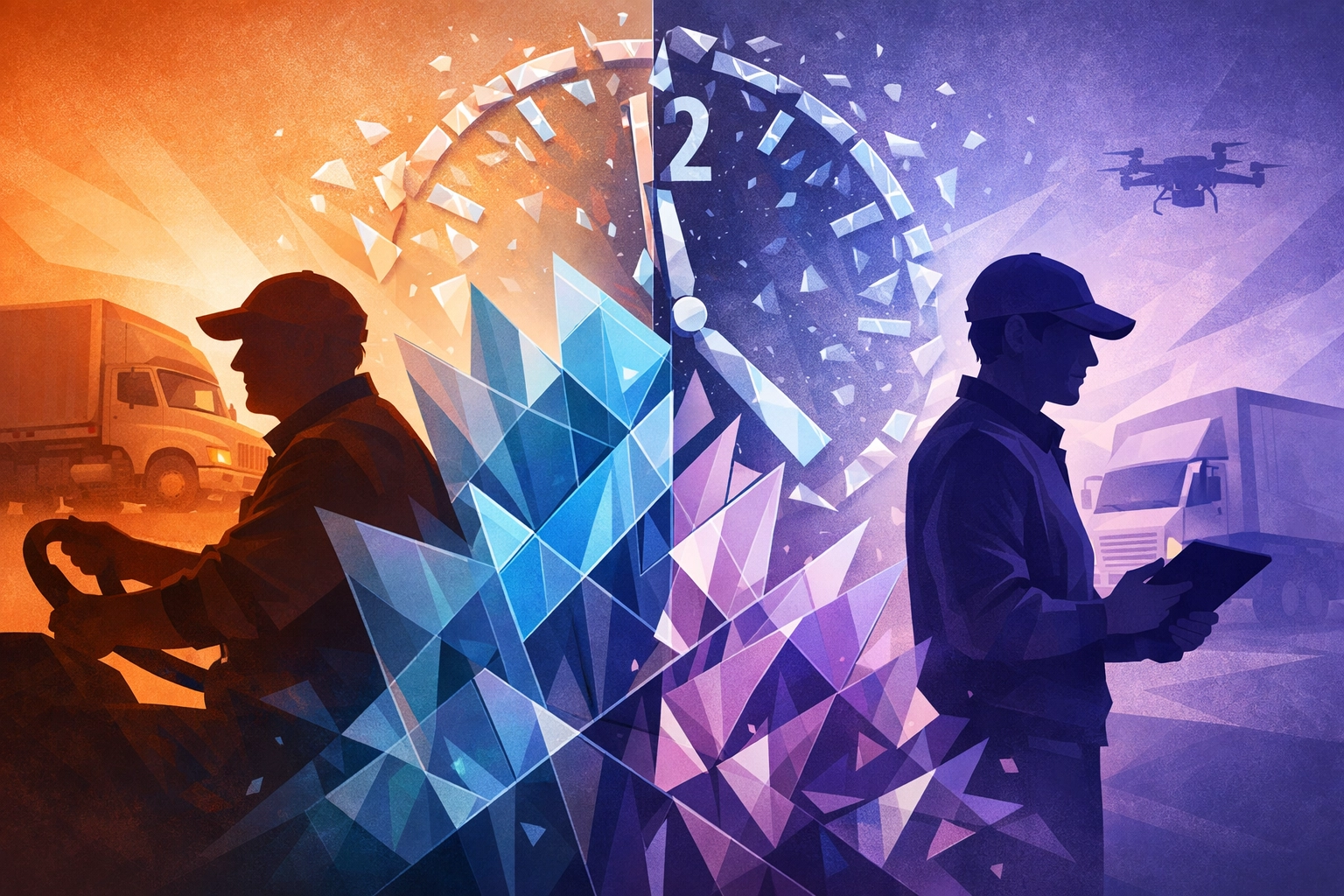 Visual representation of HGV driver recruitment challenges and insurance barriers for new drivers.