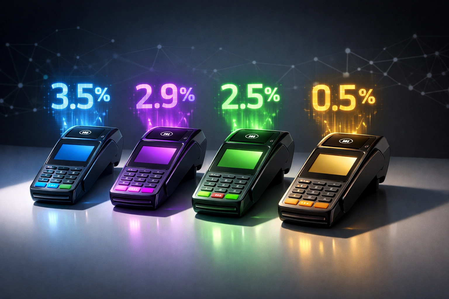 Crypto POS payment terminals comparing NOWPayments, CoinPayments, Triple-A, and Larecoin fees