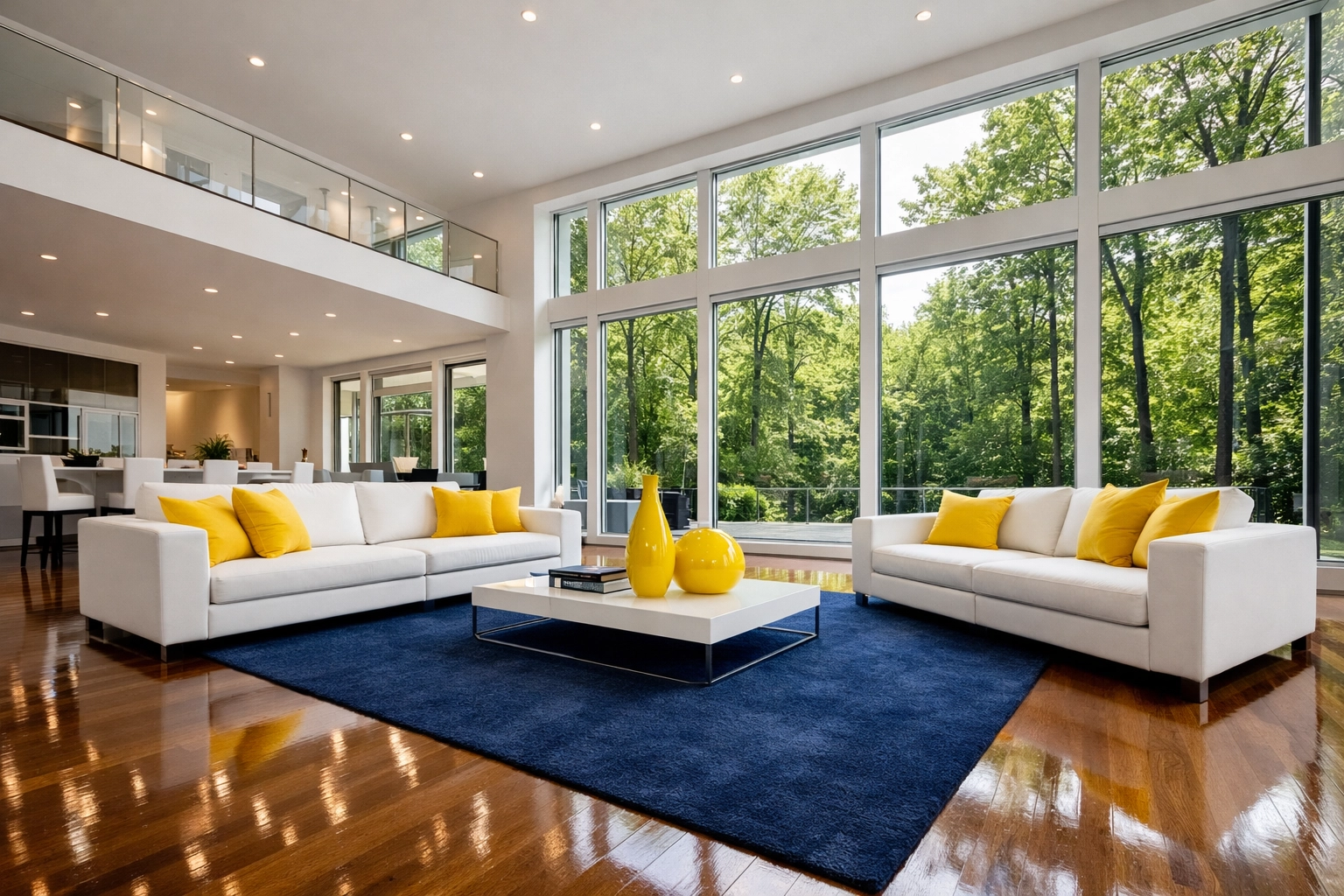 A perfectly clean and organized luxury living room in Groton, MA, following a professional Groton estate cleaning.