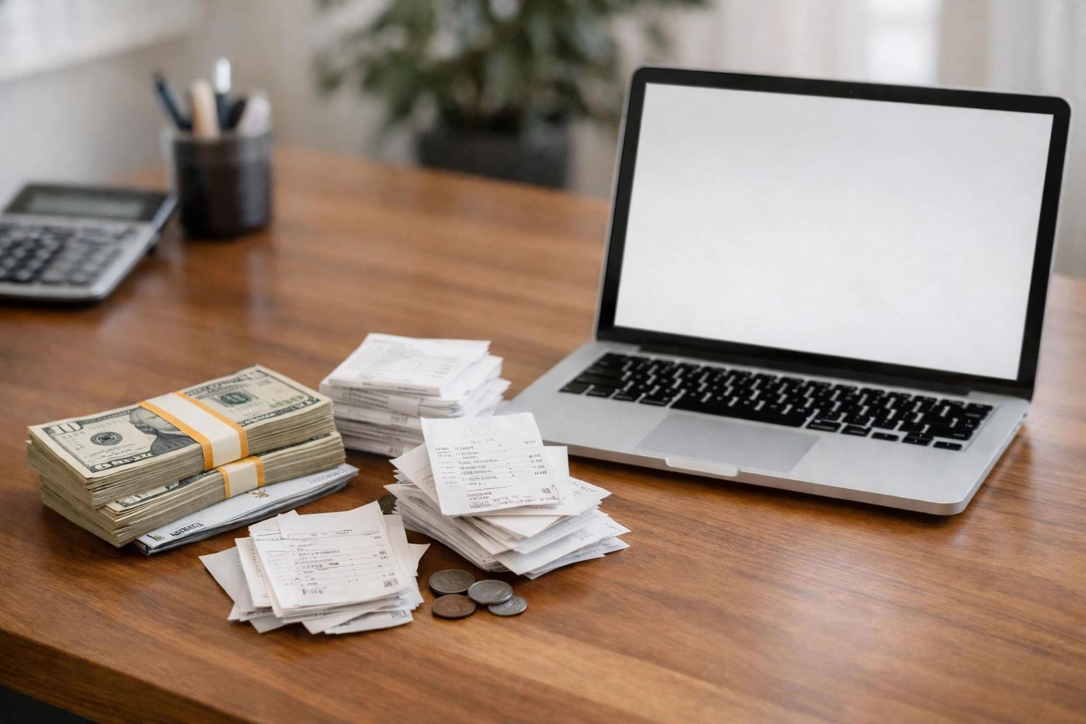 Restaurant back office with cash receipts and payroll dashboard for tip calculations