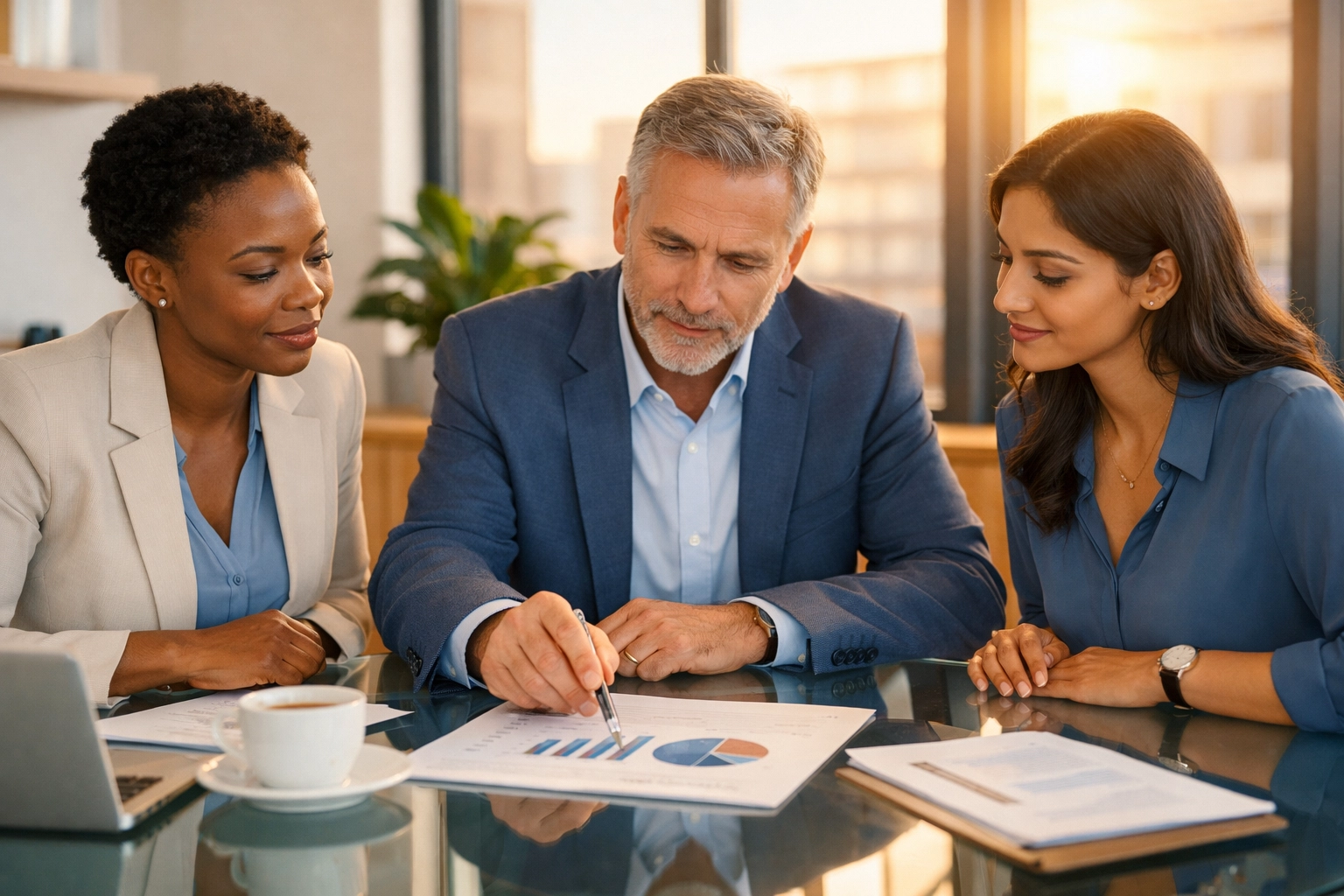Business professionals reviewing S-corp compensation documentation together